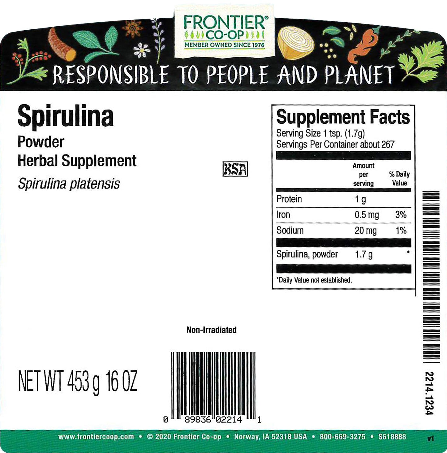 Frontier Co-op Spirulina Powder 1 Count