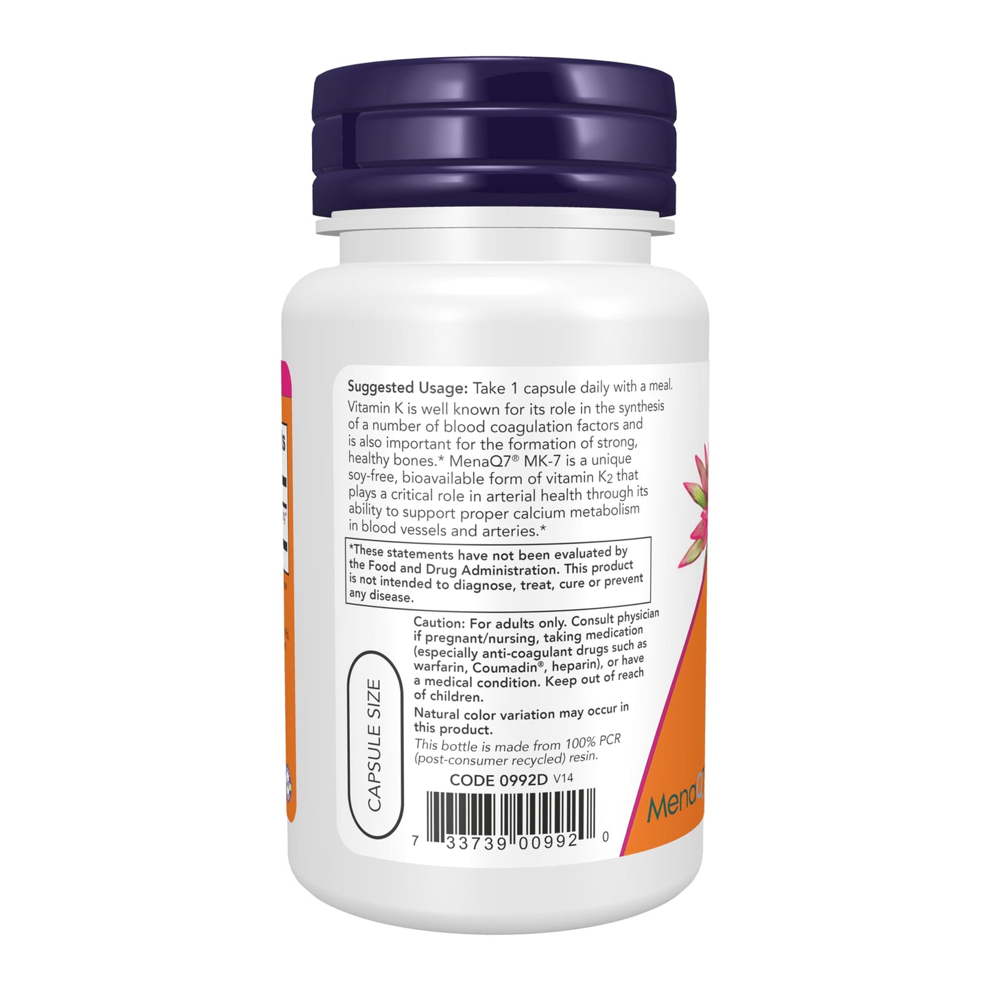 NOW Foods MK-7 Vitamin K-2 100 mcg Capsule, 60 Veg Capsules