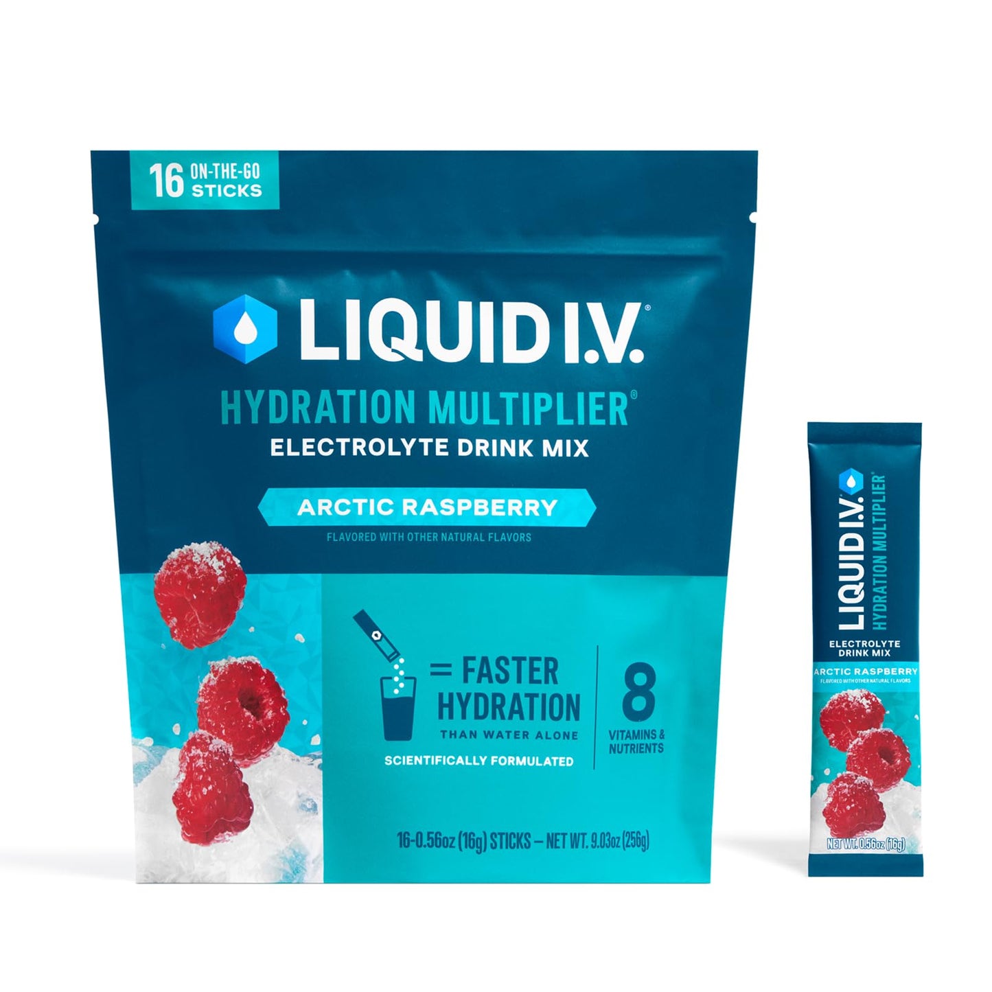 Liquid I.V. Hydration Multiplier Arctic Raspberry Powder, 16 Servings