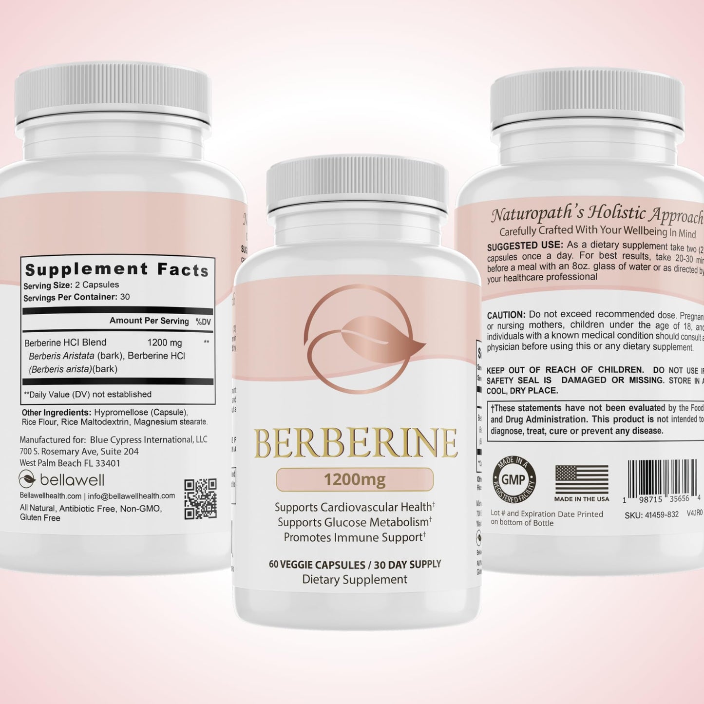 BELLAWELL Berberine 1200mg – Advanced Metabolic & Digestive Support Health, 60 Capsules
