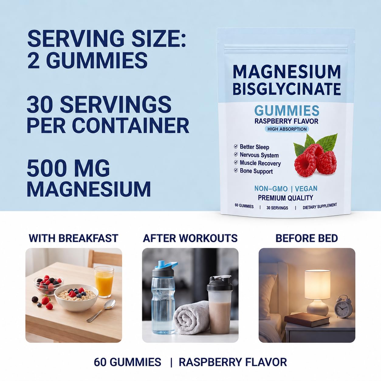 JUMUR Magnesium Glycinate Gummies 500mg 120 Count