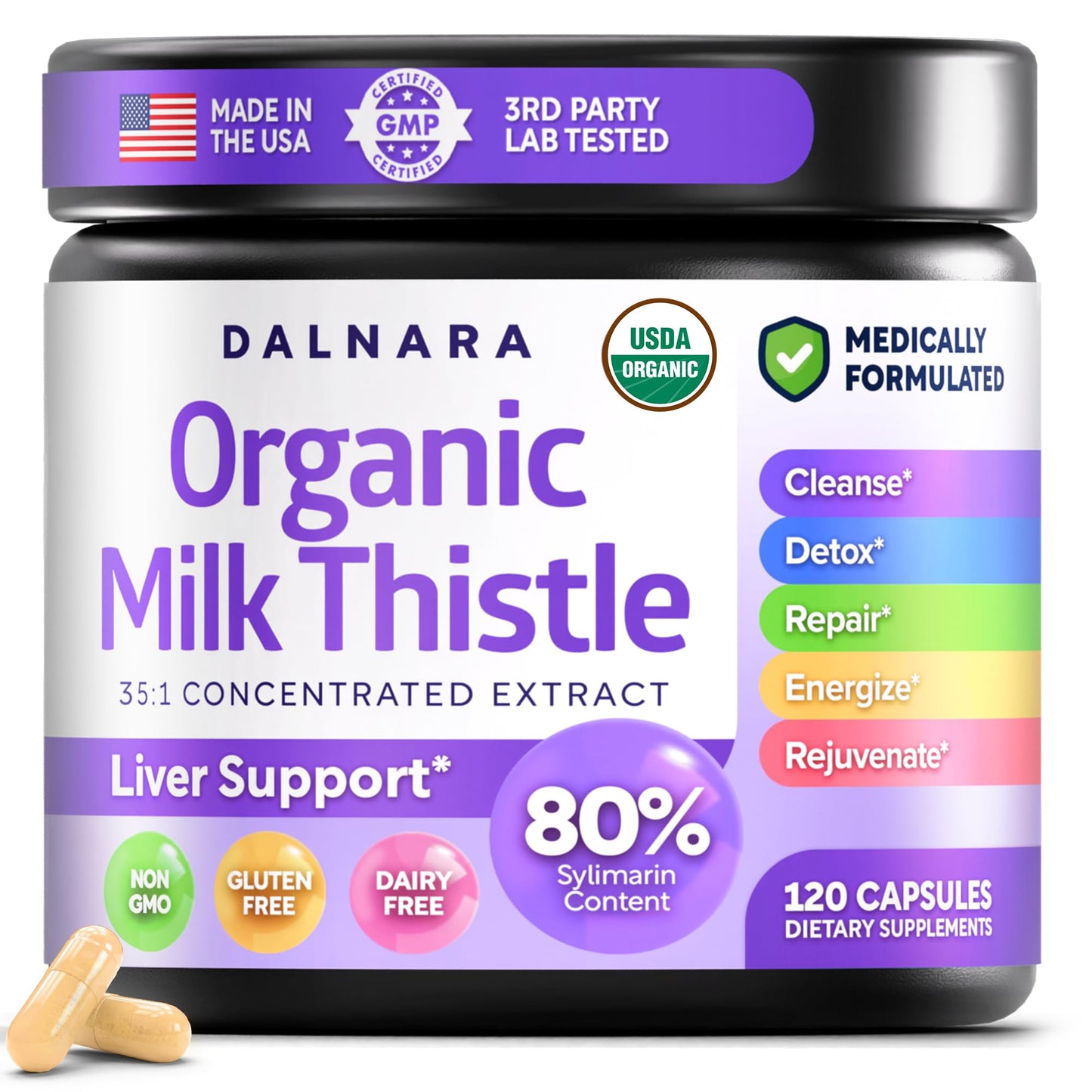 Dalnara Milk Thistle Liver Support Capsules 120 Count