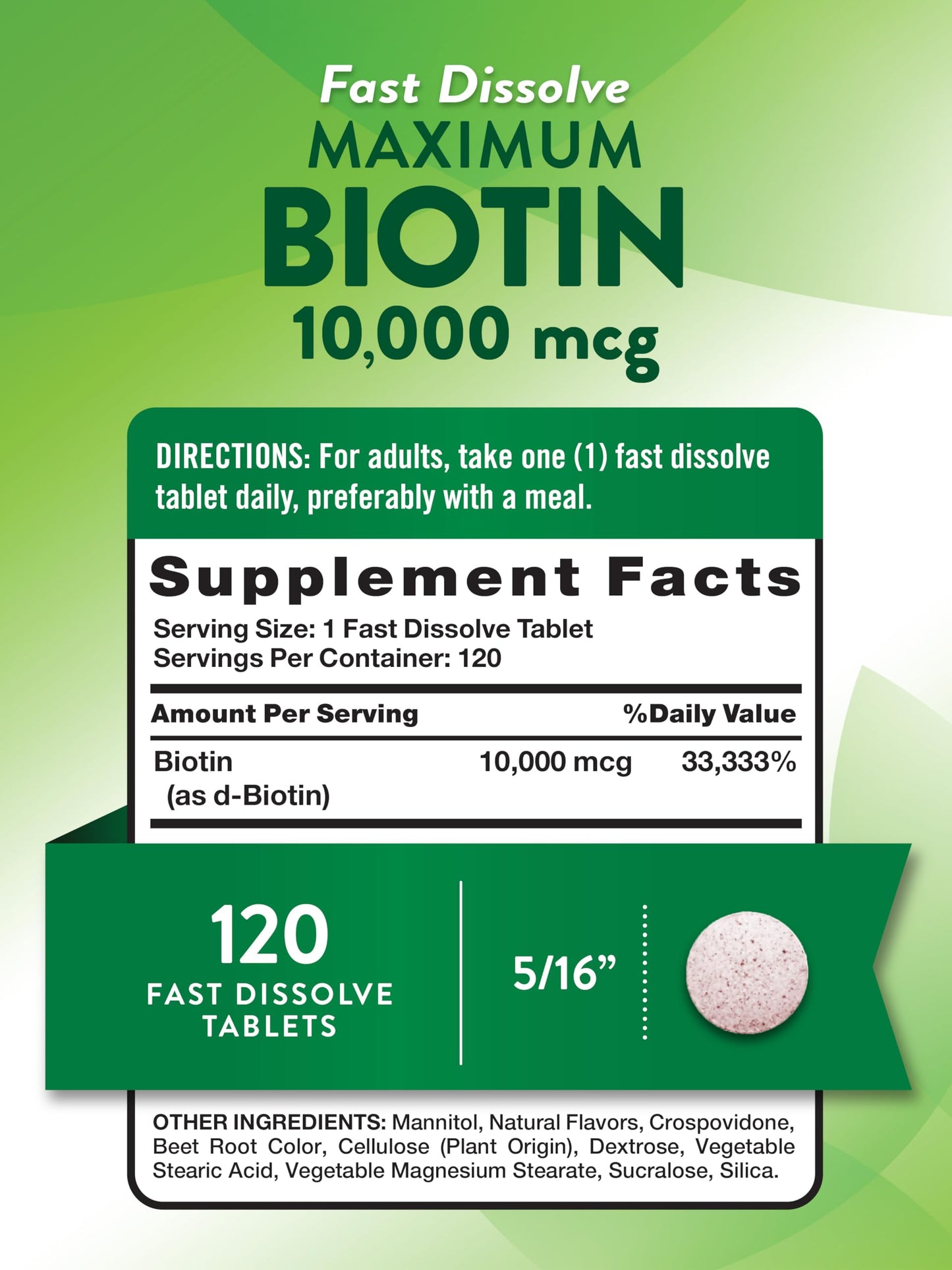 Nature's Truth Biotin 10000mcg Fast Dissolve Tablets, 120 Count