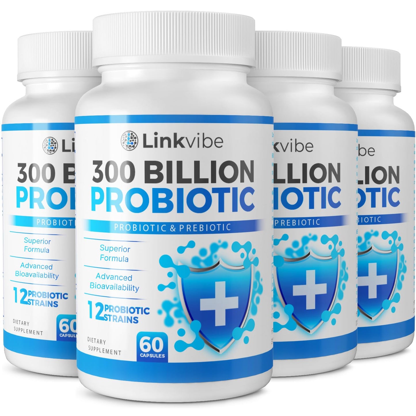 Linkvibe Prebiotics & Probiotics 300 Billion CFU Probiotics for Women & Men Capsule 240 Count