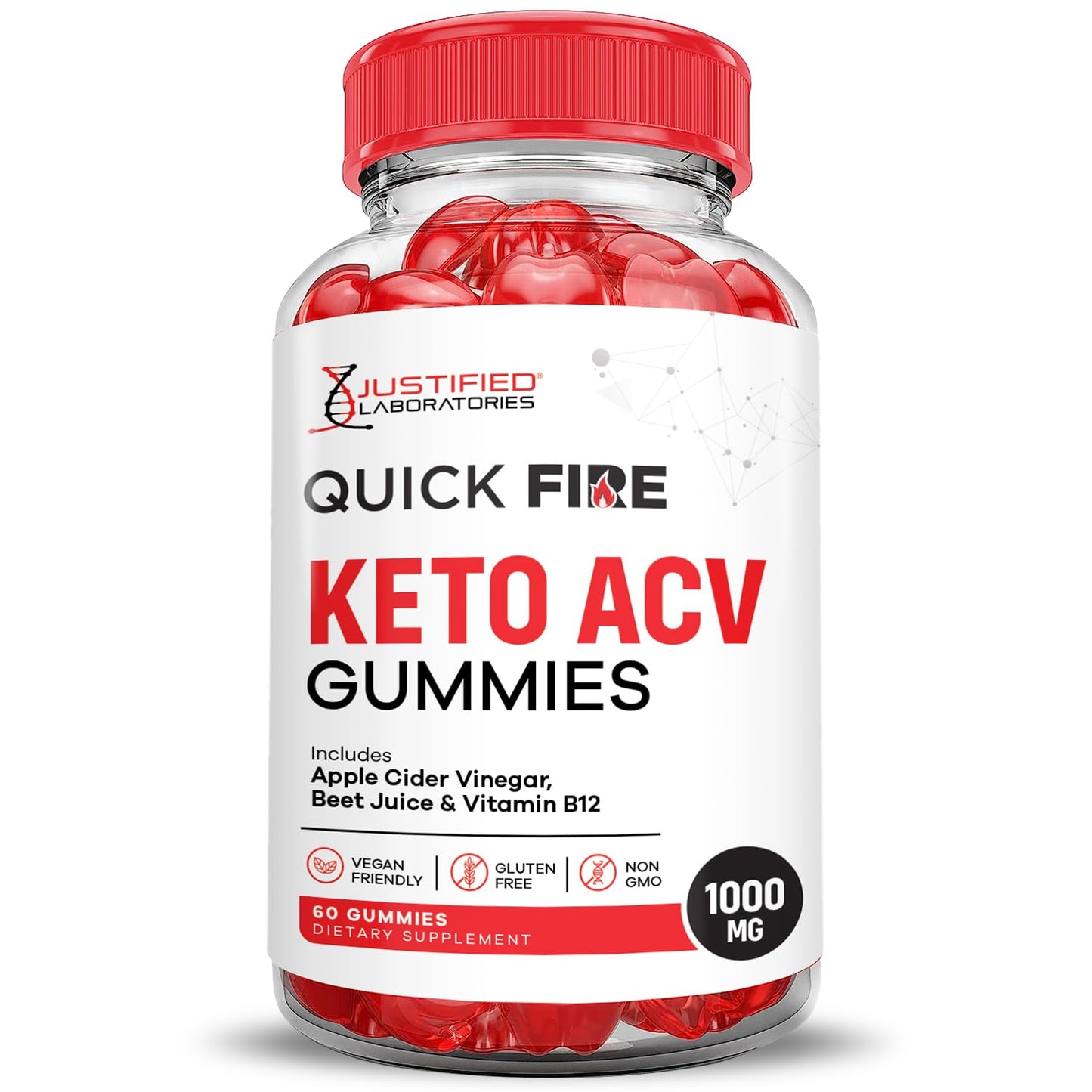 Justified Laboratories Quick Fire Keto ACV Gummies Advanced Formula 1000MG, 120 Gummies