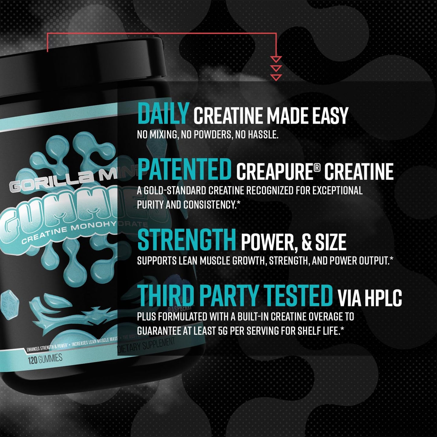 Gorilla Mind Creatine Gummies 120 Count