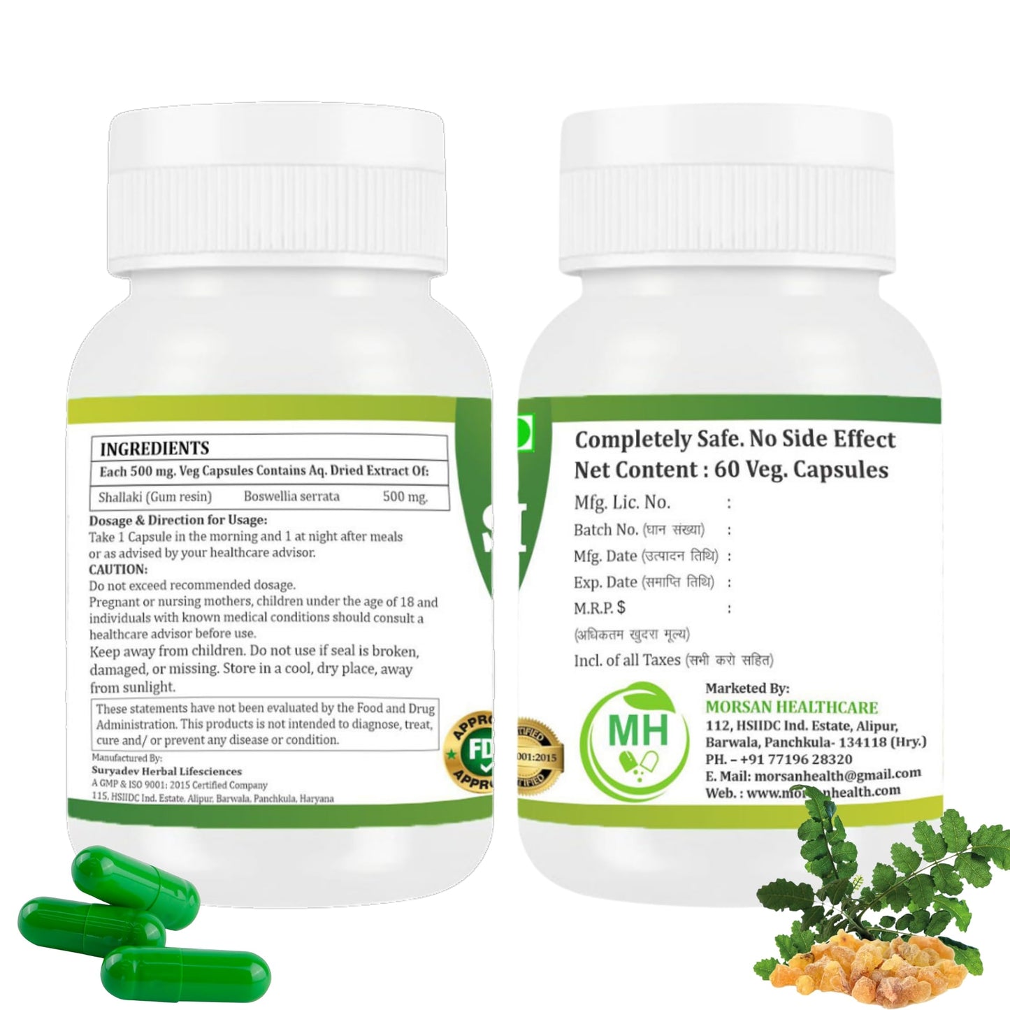 Generic Morsan's Shallaki (Boswellia serrata) Capsules, 120 Count