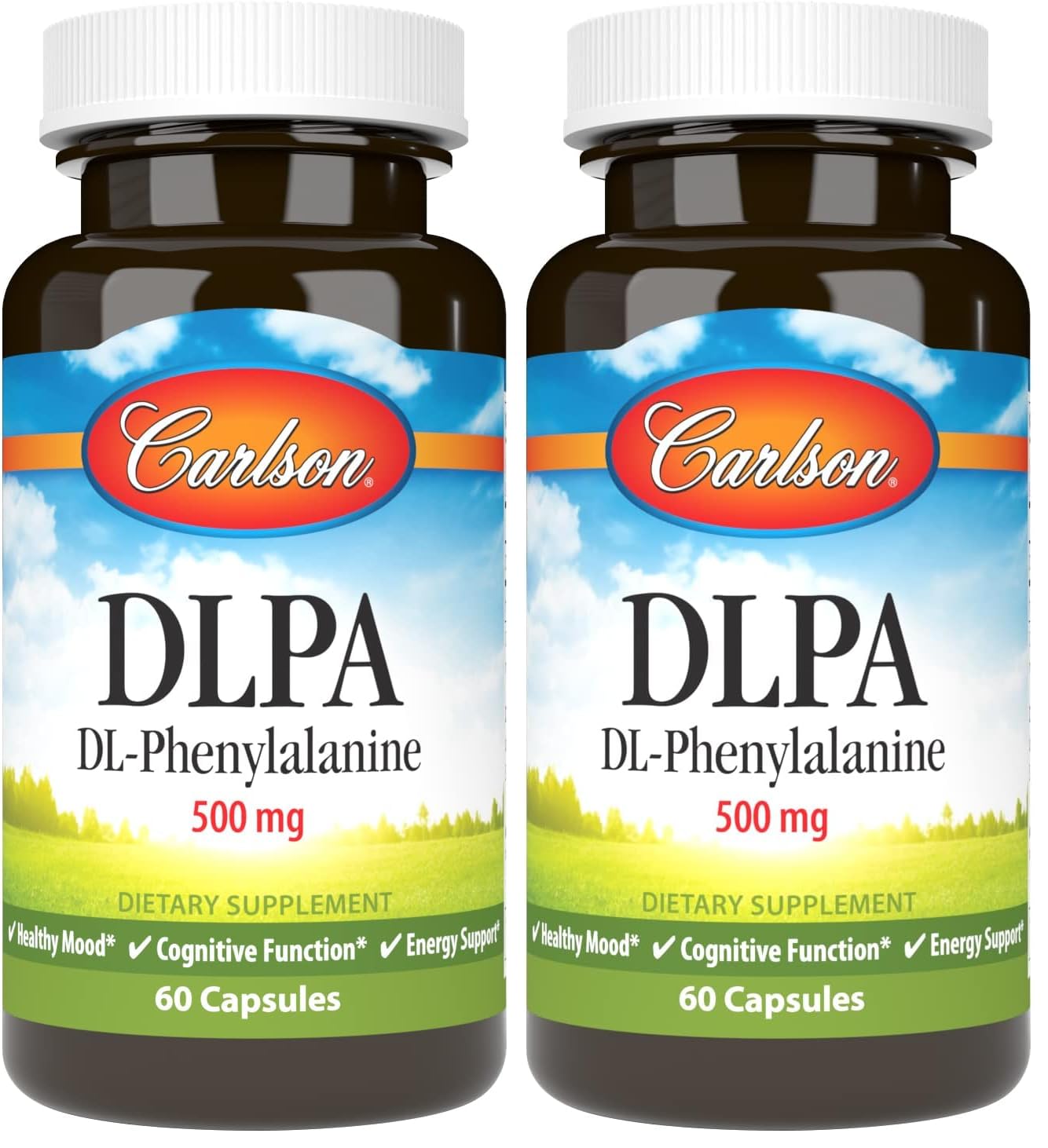 Carlson DLPA DL-Phenylalanine 500 mg Cognitive & Nervous System Support Supplement, Capsule, 120 Count