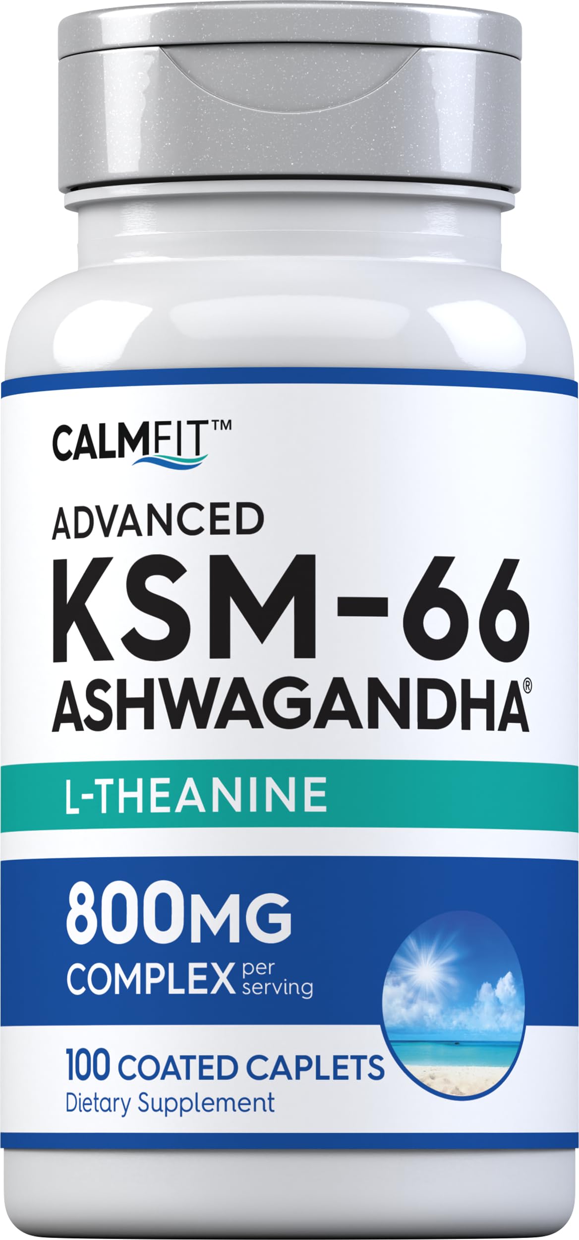 Piping Rock KSM-66 Ashwagandha Extract Complex 800mg Caplets - 100 Count