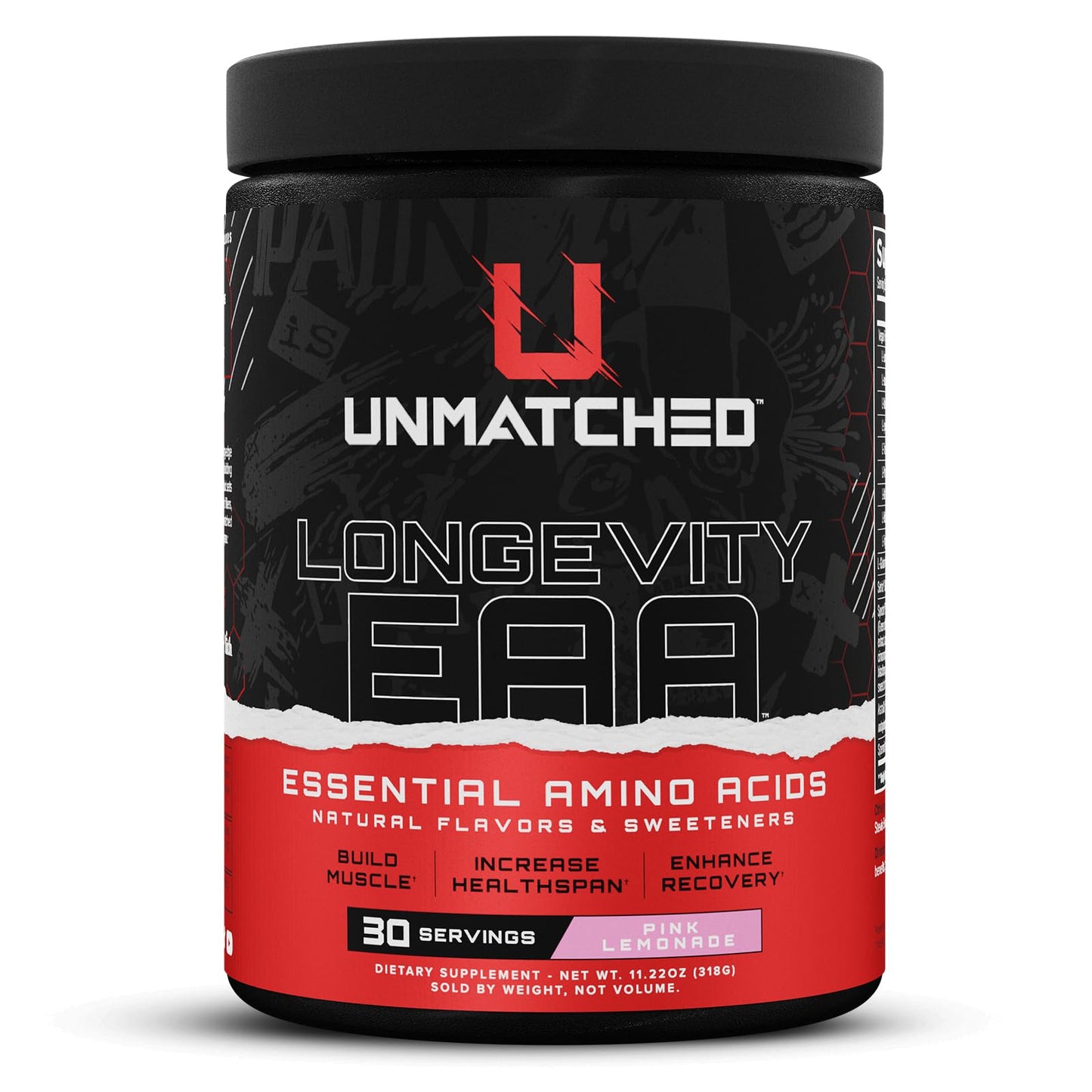 Unmatched Longevity EAA Essential Amino Acids Powder 11.22 30 Servings Pink Lemonade