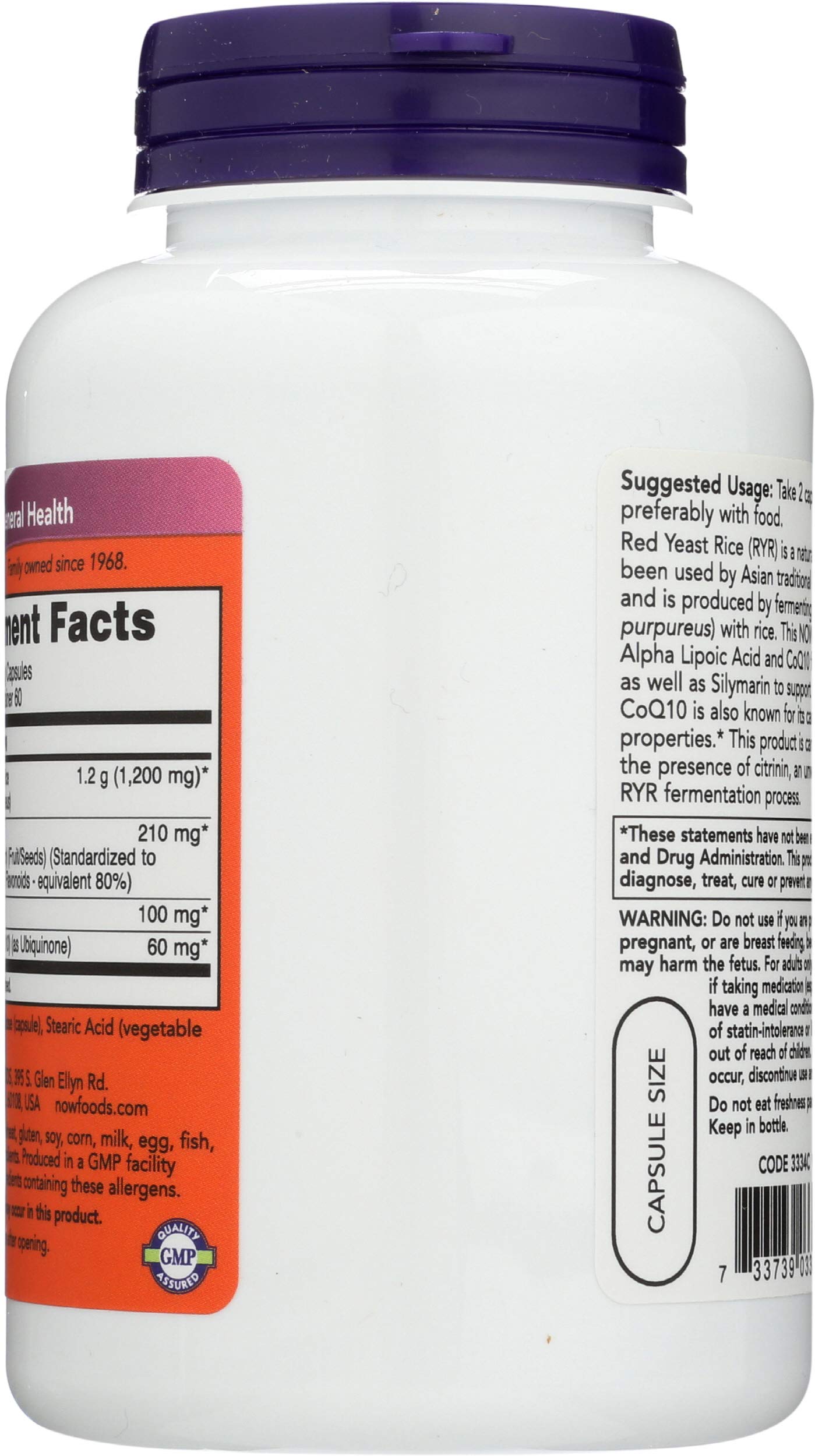 NOW Foods Red Yeast with CoQ10 and ALA Veggie Capsule, 120 Capsules
