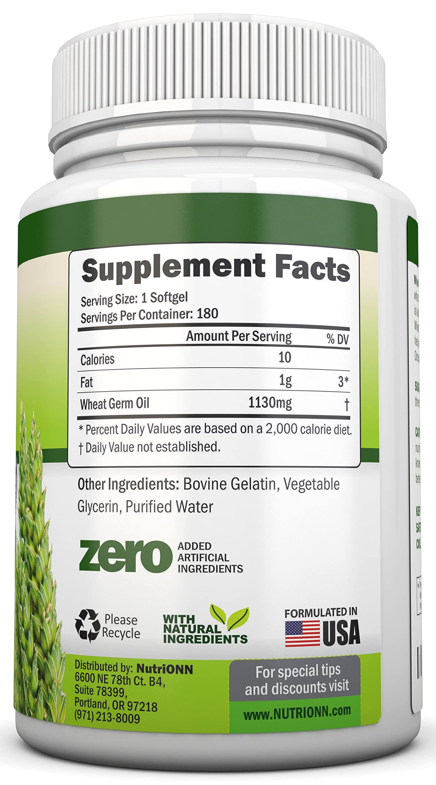 NutriONN Wheat Germ Oil Softgels 180