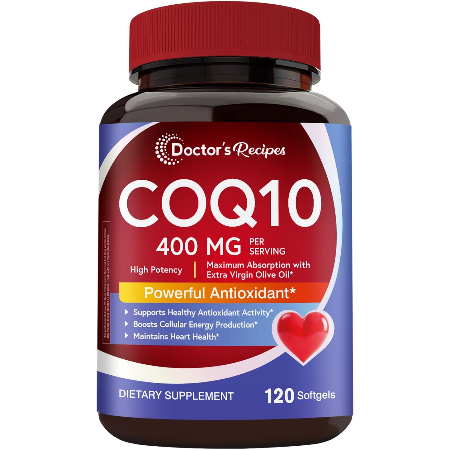 Doctor's Recipes CoQ10 400 mg High Potency Ubiquinone Softgels, 120 Count