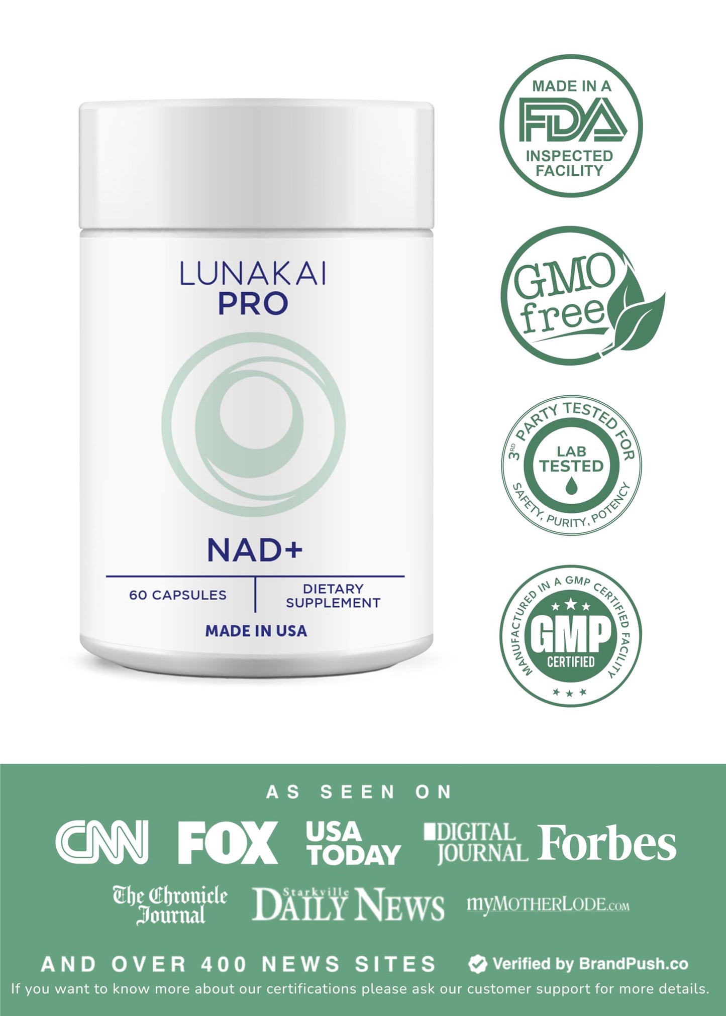 Lunakai PRO NAD+ Capsules + Super Mushroom Gummies Bundle, 120 Count (Capsules & Gummies)