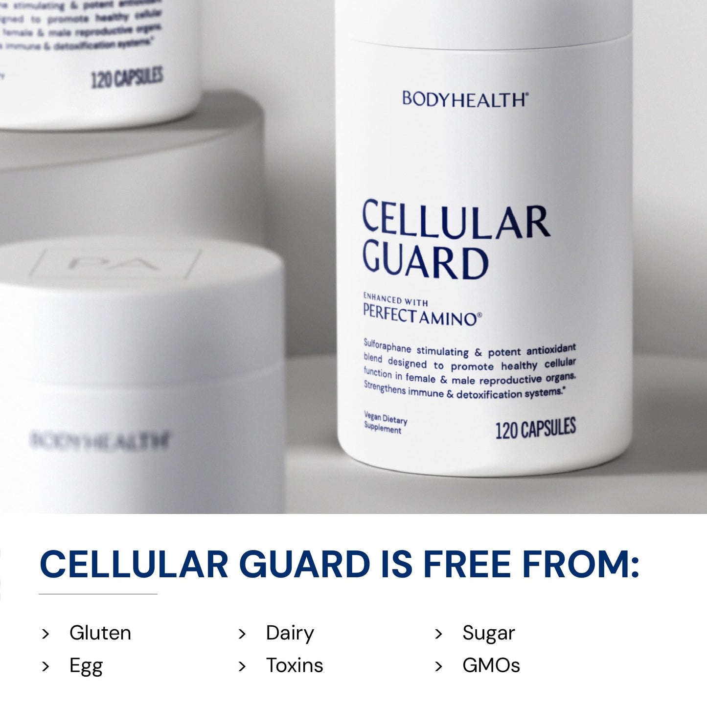 BodyHealth Cellular Guard 100mg Vitamin C, 80mg Calcium | Sulforaphane Activation & Antioxidant Support | Promotes Cellular Health, Immune Resilience & Detox Pathways 120 Capsules
