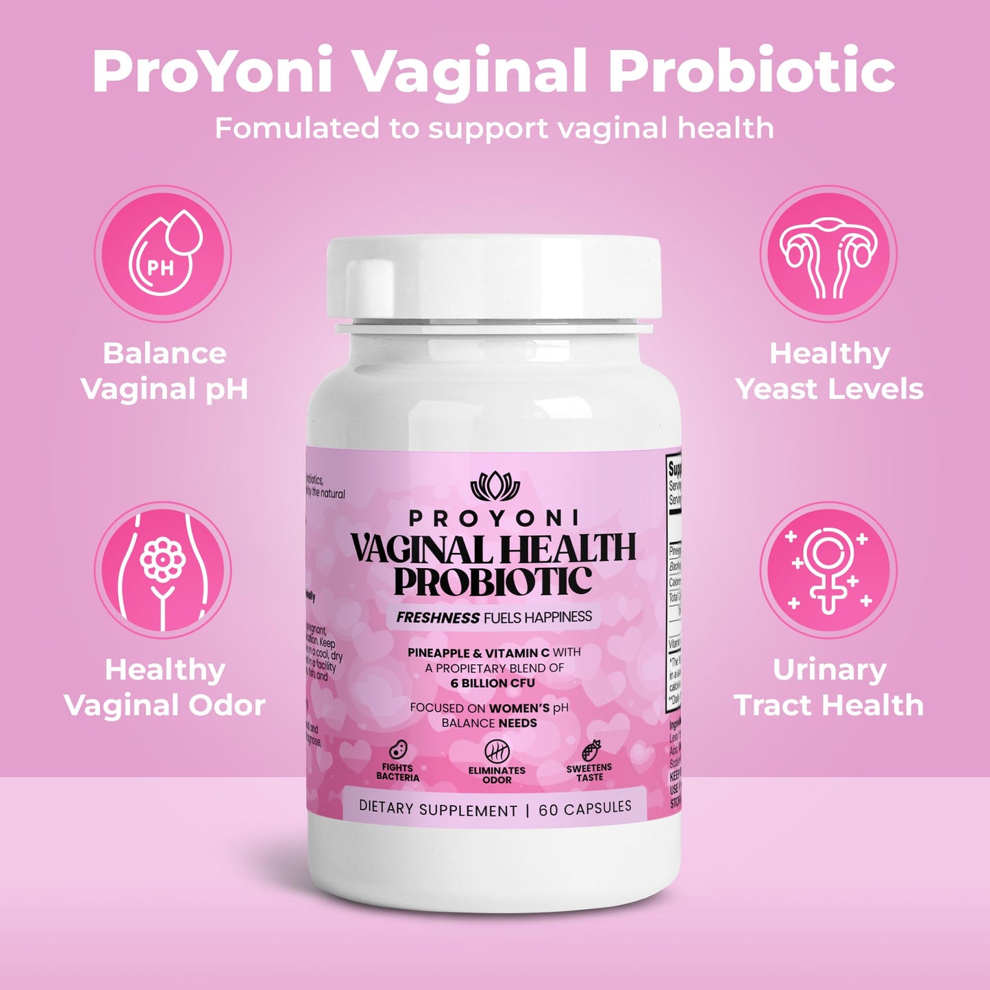 ProYoni Vaginal Probiotics for Women, Vaginal Health Supplement Capsule, 60 Count