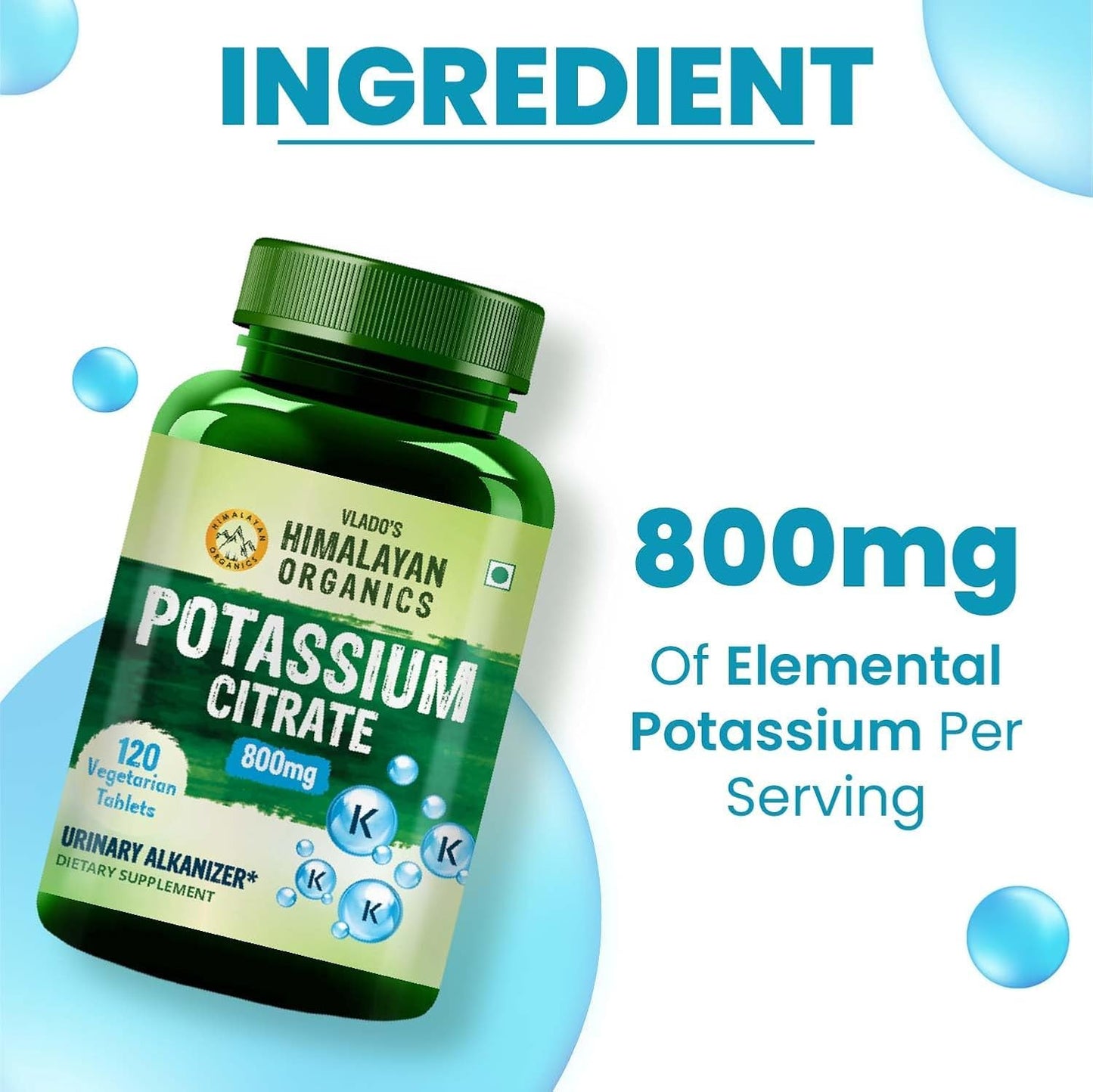 Generic Organic Potassium Citrate 800mg Supplement, 2-Pack, 120 Veg Tablets