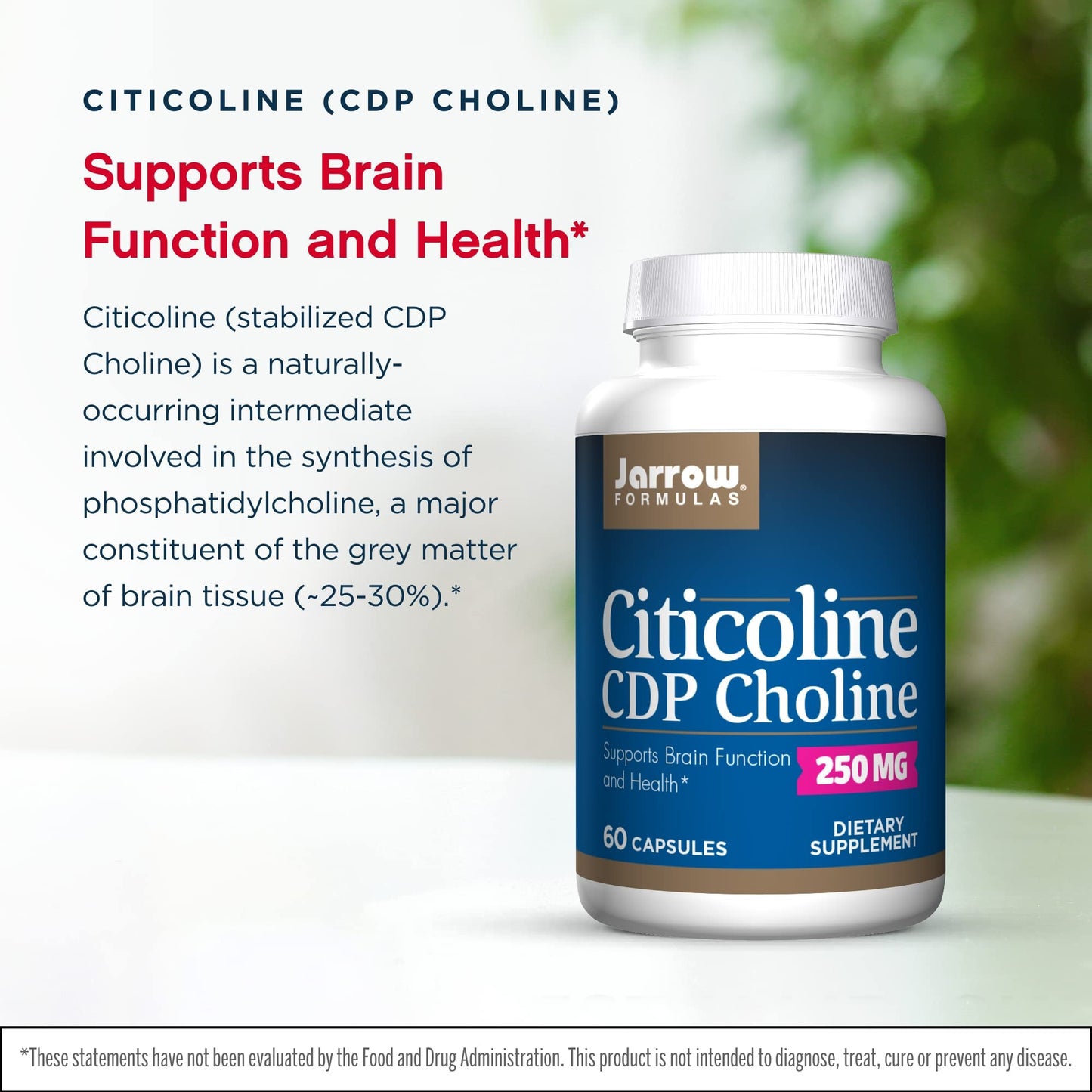 Jarrow Formulas Citicoline (CDP Choline) 250 mg Capsules, 120 Count