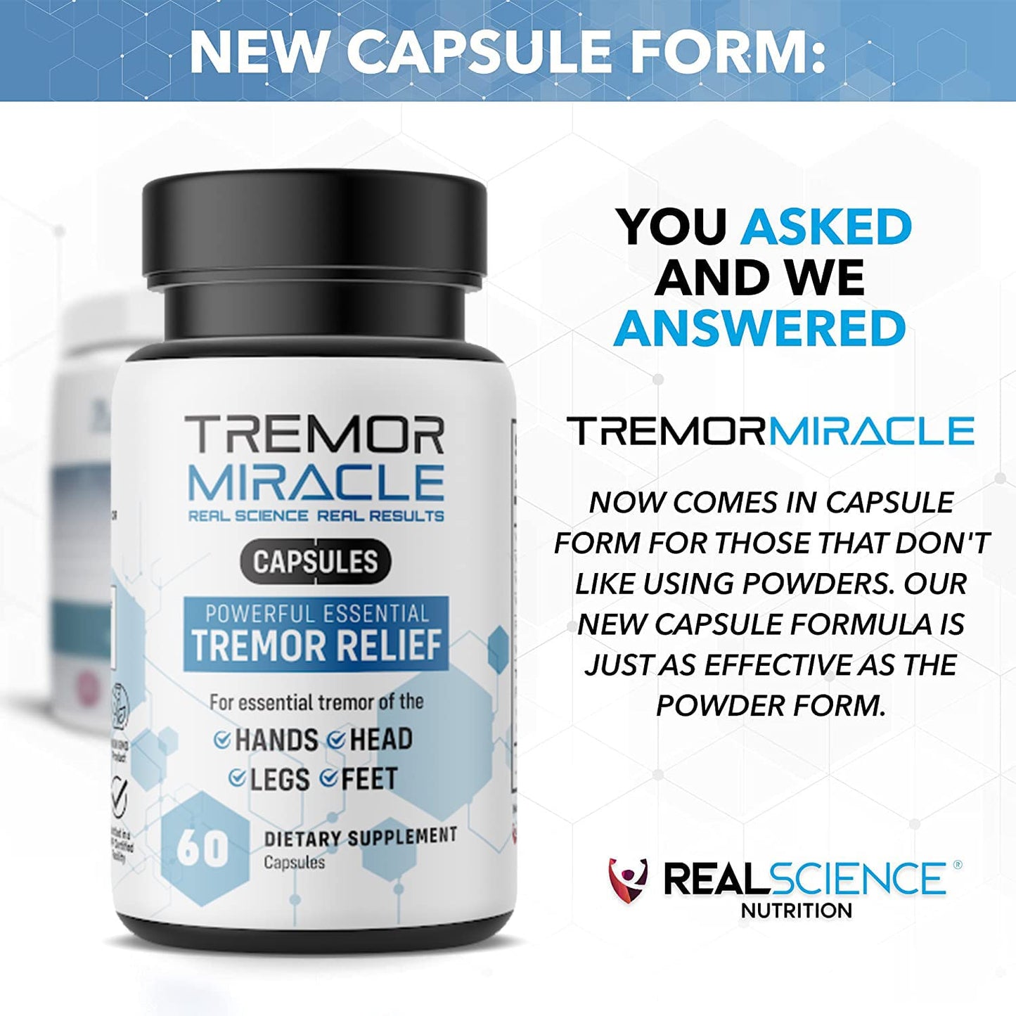 Real Science Nutrition Tremor Miracle Capsules 60 Capsules