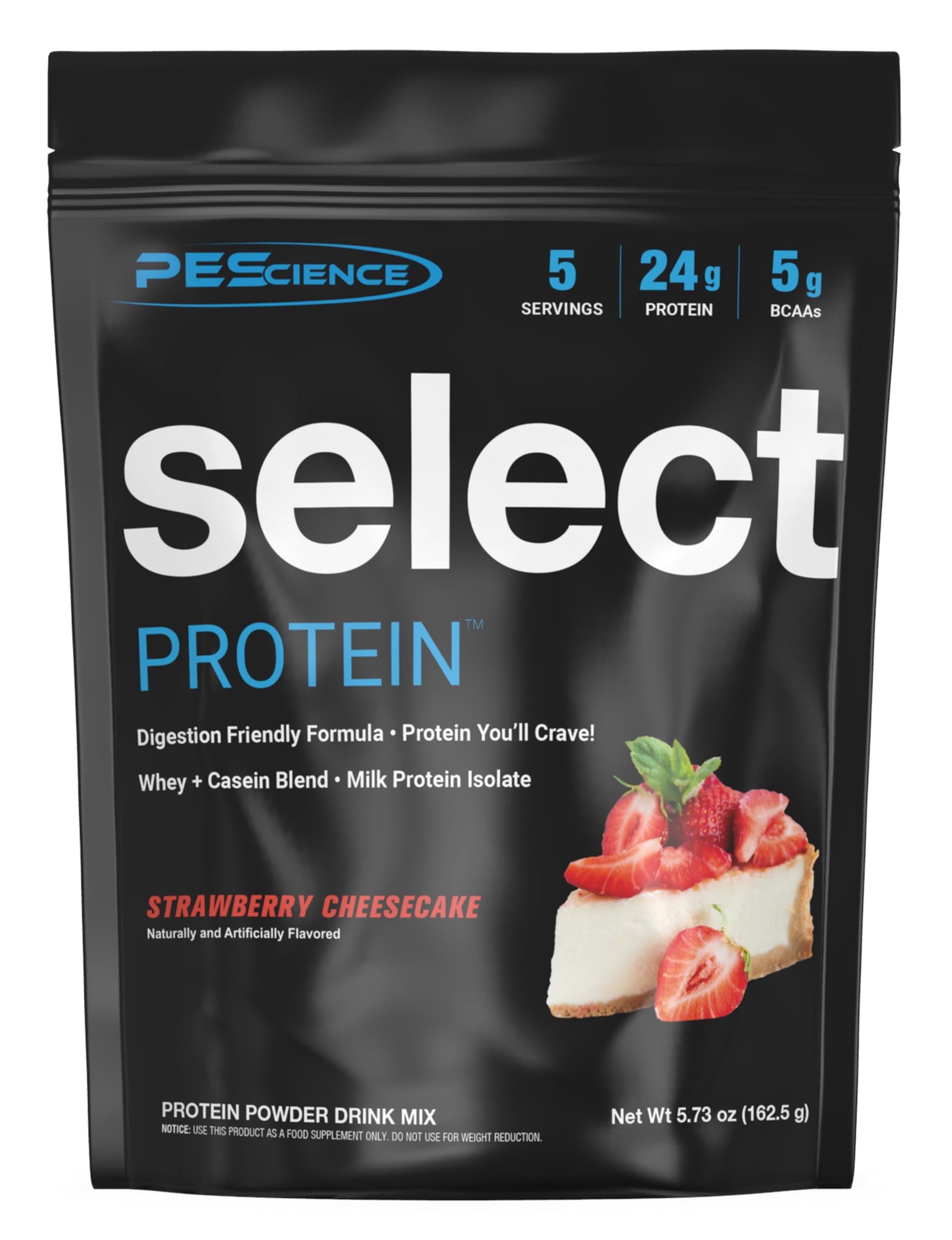 PEScience Select Protein Powder - Whey and Casein Blend, Strawberry Cheesecake, 5 Servings