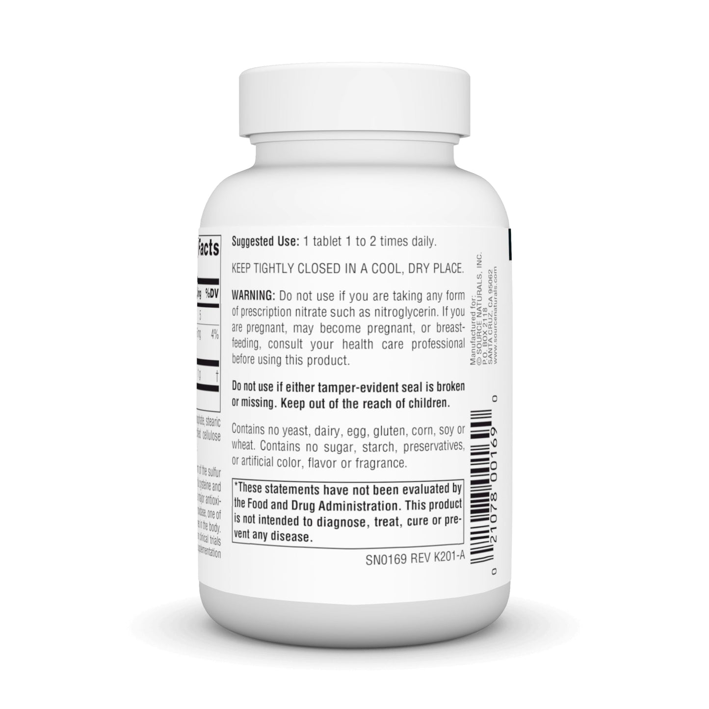Source Naturals N-Acetyl Cysteine Antioxidant Support 1000 mg Dietary Supplement that Supports Respiratory Health Tablets, 60 Tablets