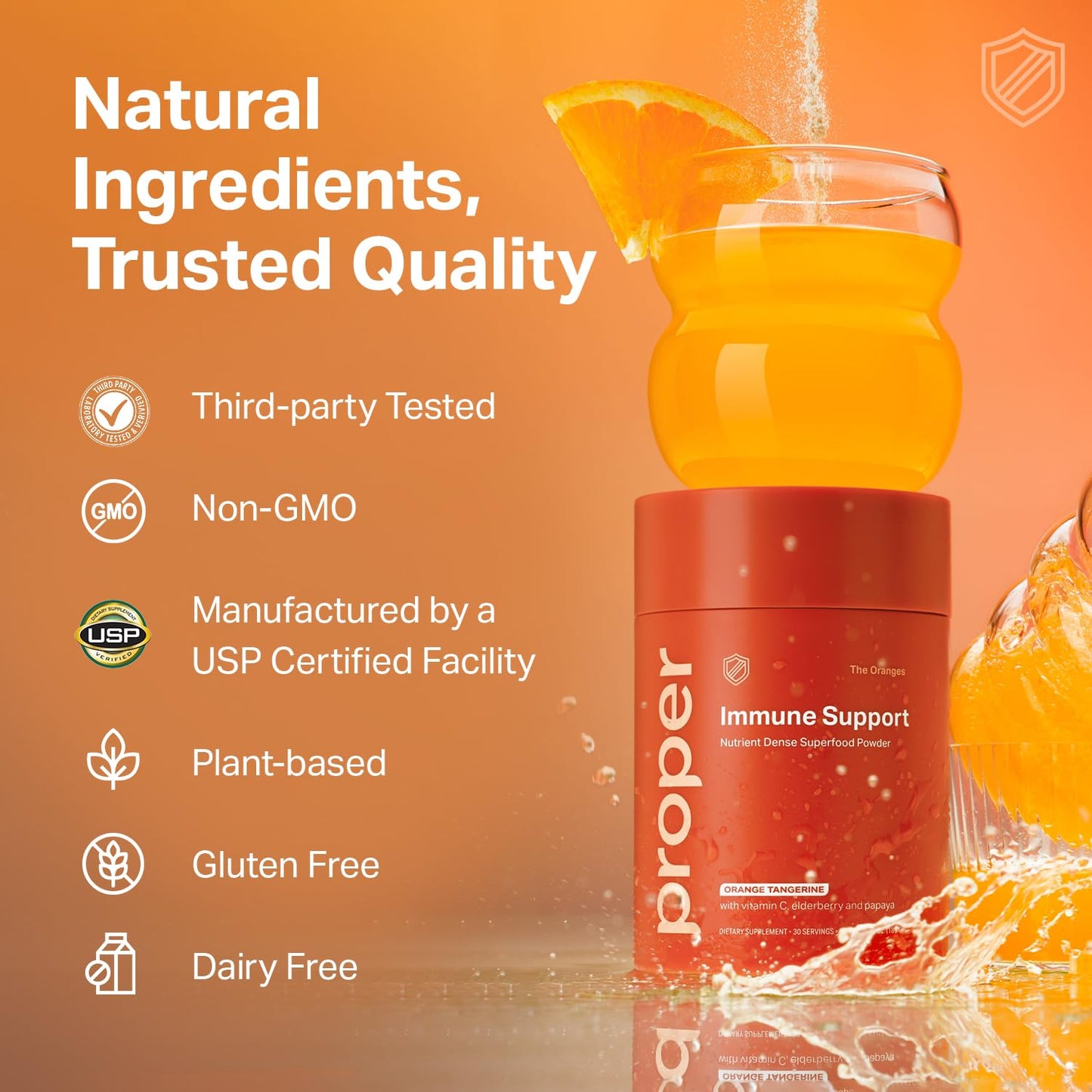 Proper The Oranges Immune Support - Superfood Powder with Vitamin C and Zinc, 30 Servings