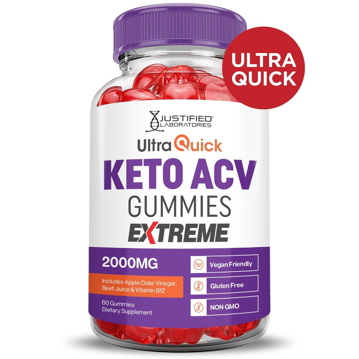 Justified Laboratories Ultra Quick Keto ACV Gummies Extreme Gummy, 180 Count