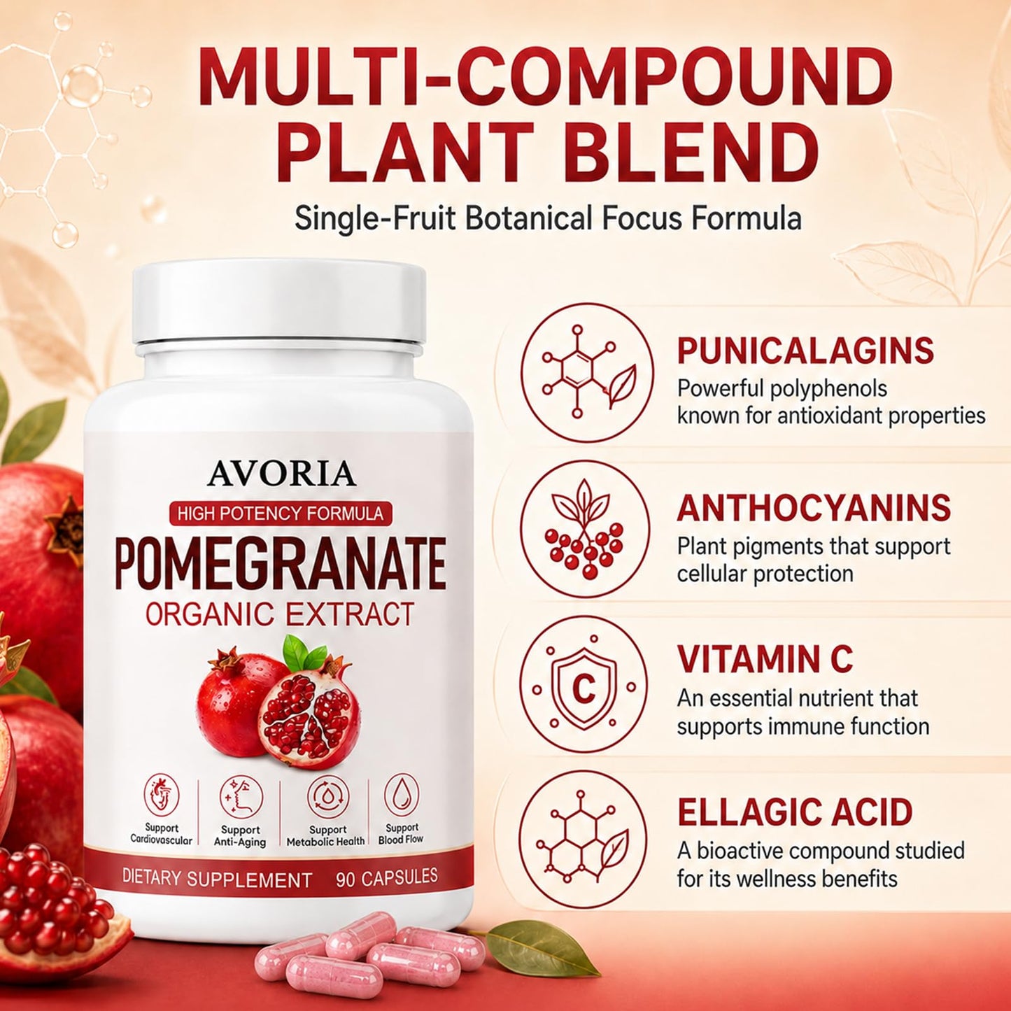 Avoria Organic Pomegranate Extract, 1 Capsule