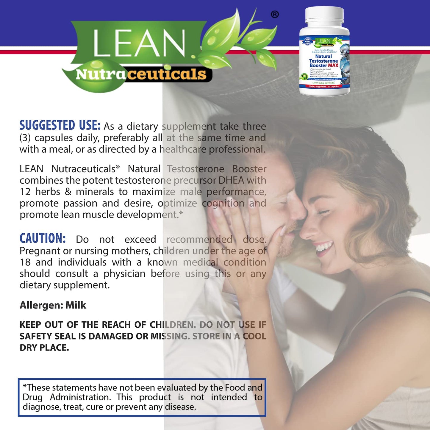 LEAN Nutraceuticals Testosterone Booster for Men Capsule 90 Count