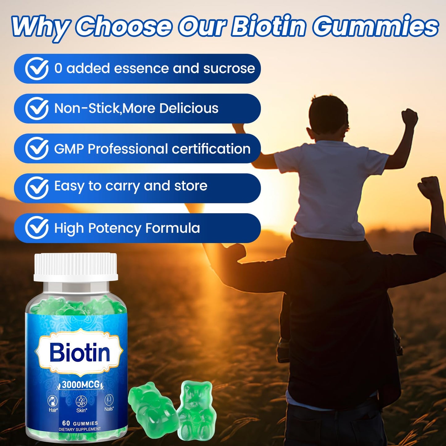 Vitaluxy Hair Skin and Nails Biotin Gummies, 120 Count