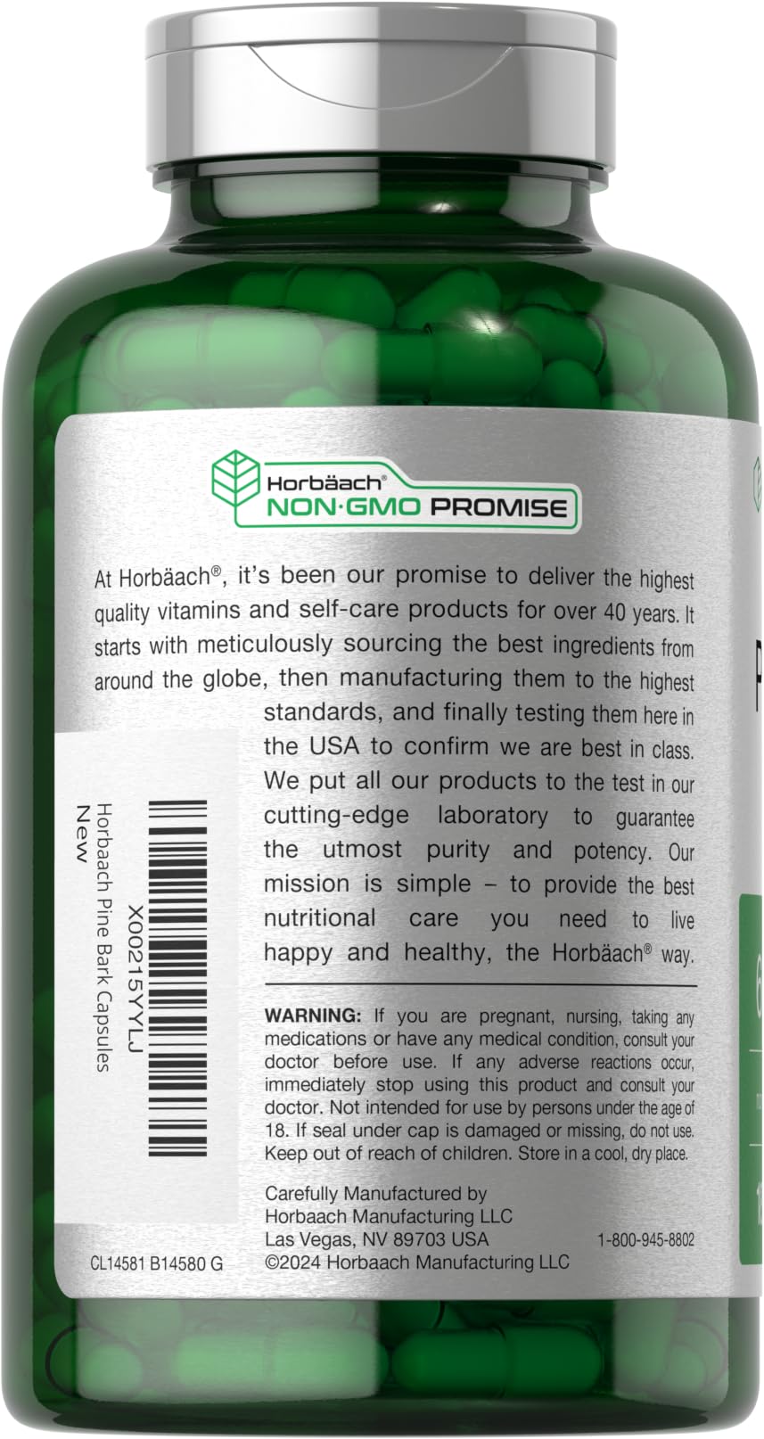 Horbäach Pine Bark Extract Capsules, 180 Capsules