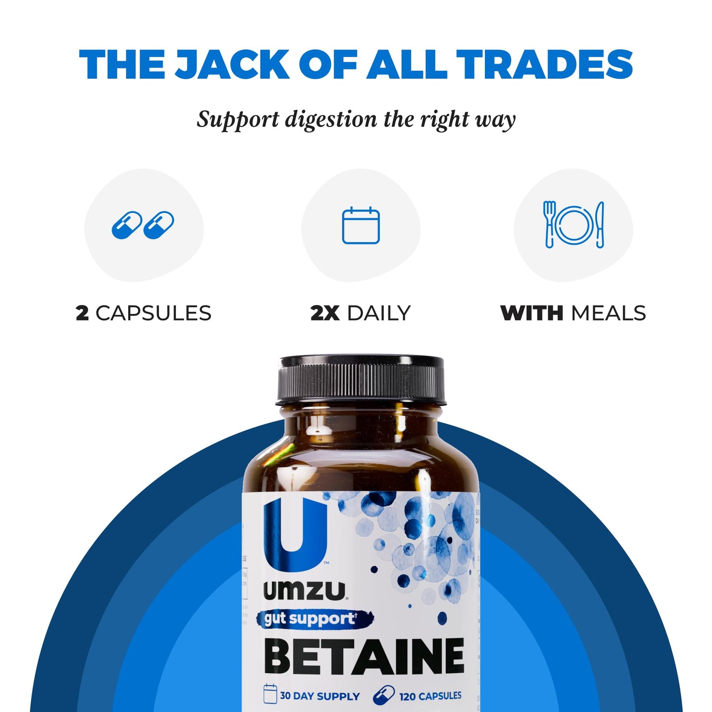 UMZU Betaine HCl Supplement Capsules, 120 Count