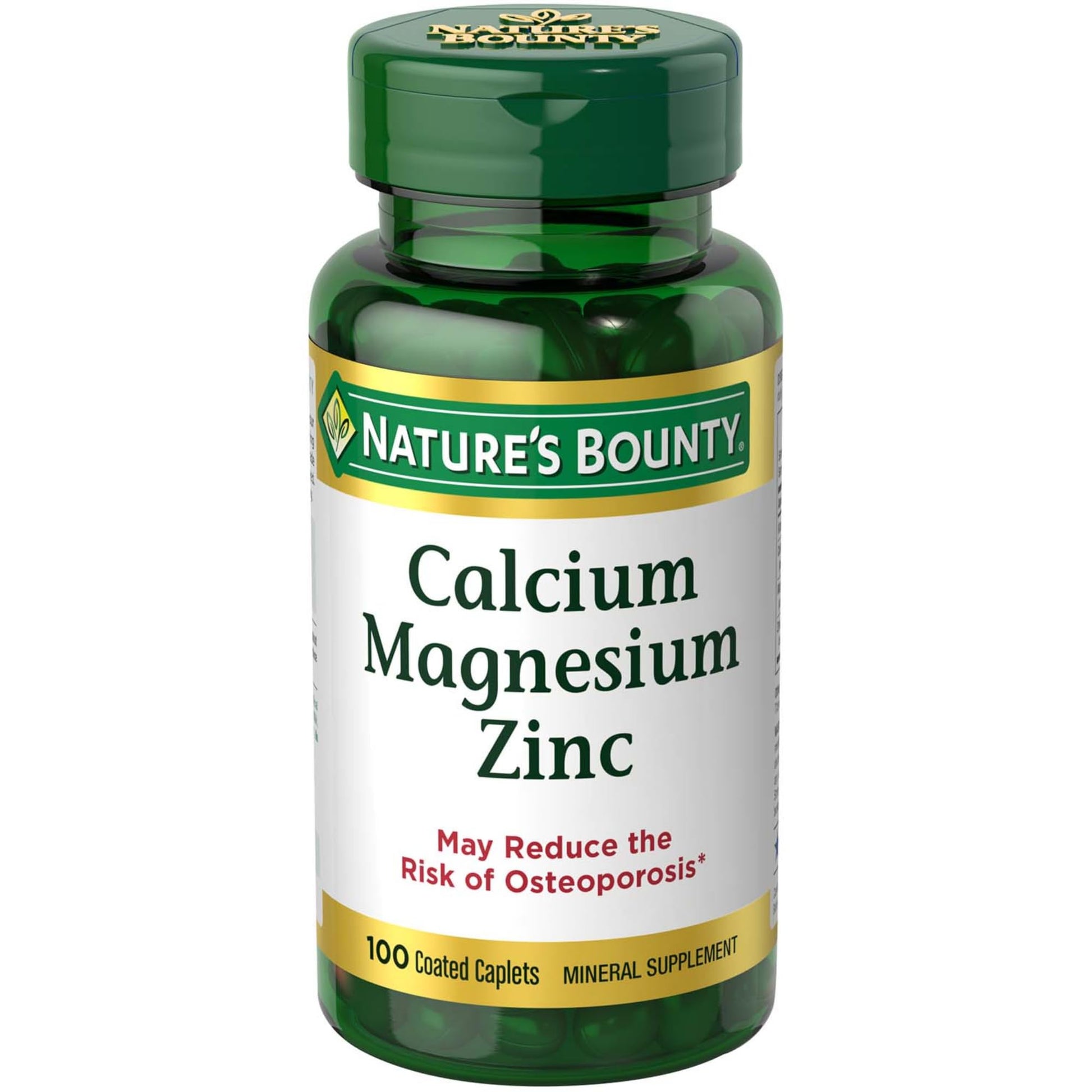 Nature's Bounty Calcium Magnesium & Zinc Caplets, 100 Caplets