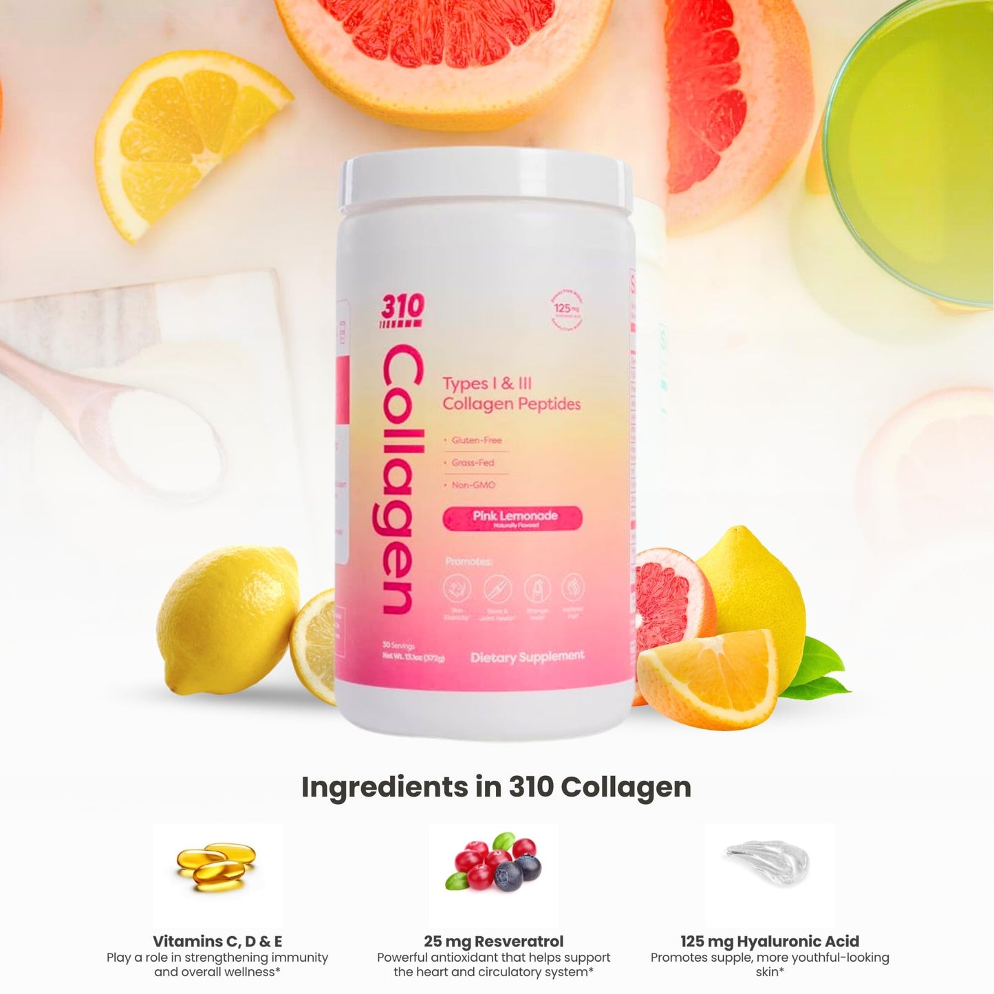 310 Nutrition Collagen Peptides Powder, 12.48 Ounce