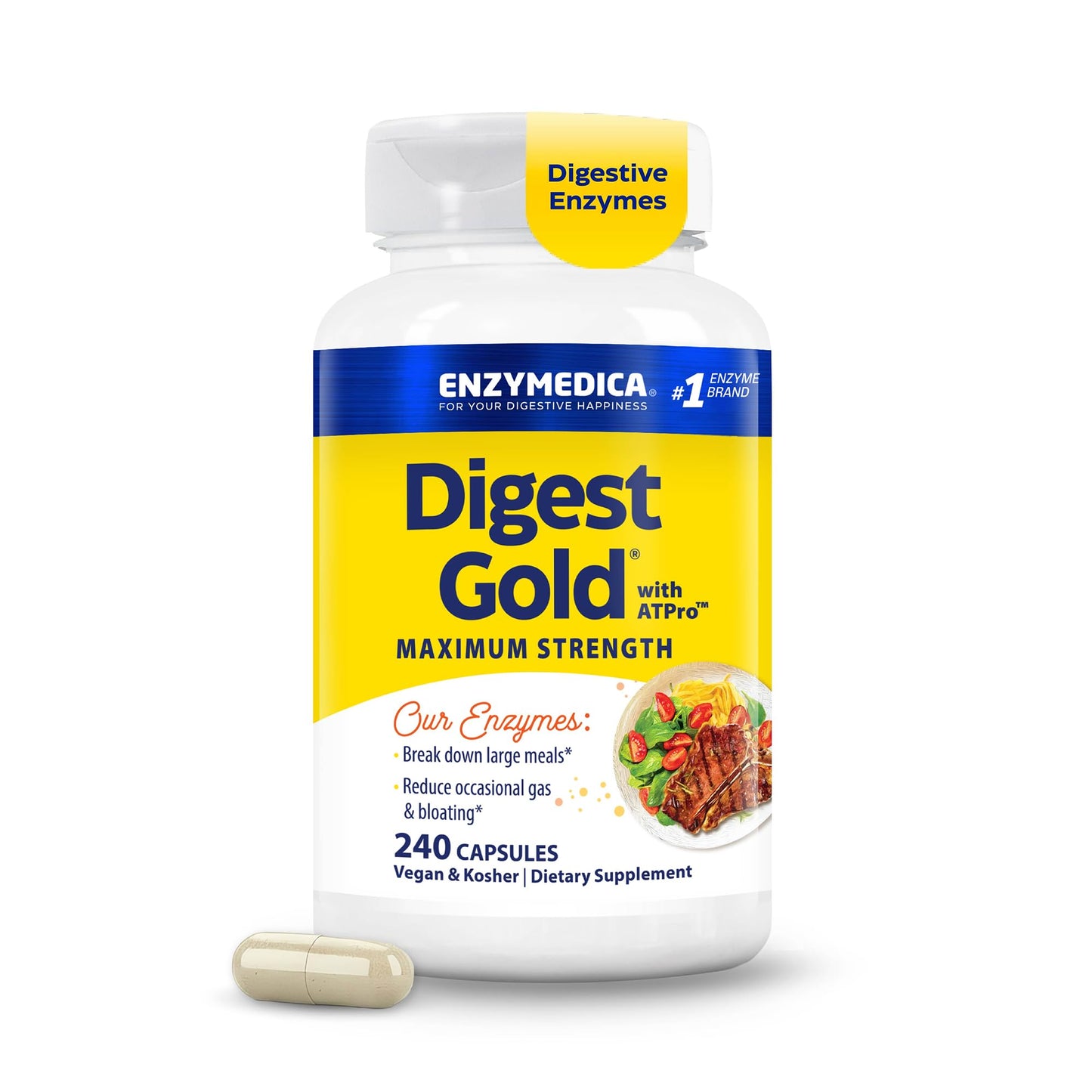 Enzymedica Digest Gold Digestive Enzyme Supplement, 240 Capsules