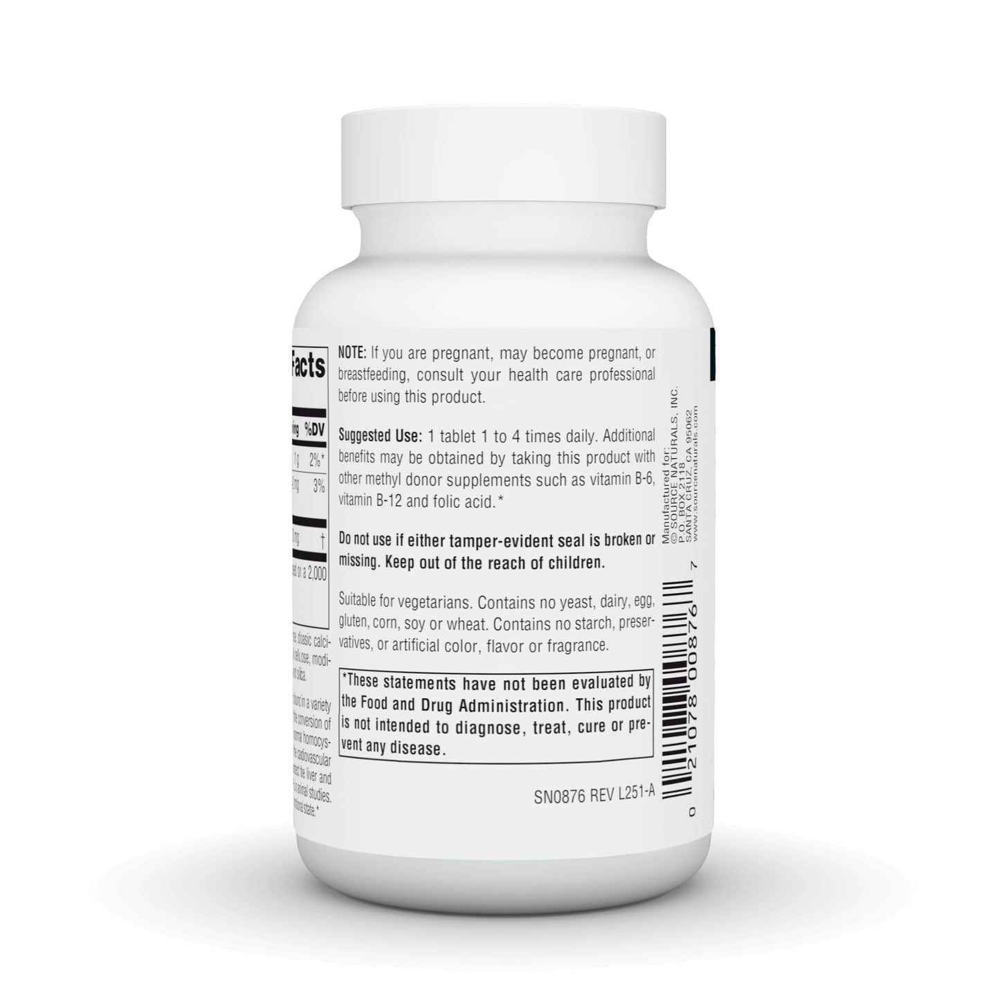 Source Naturals TMG Trimethylglycine (Anhydrous Betaine) 750 mg Tablets, 60 Count