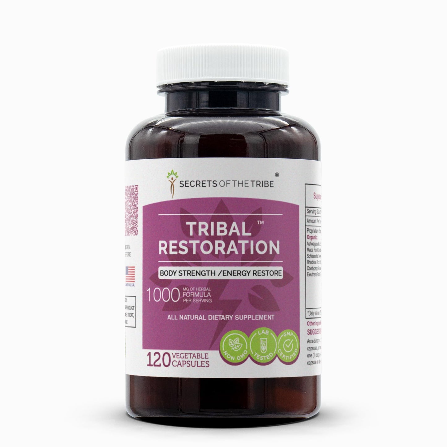 Secrets of the Tribe Tribal Restoration, Body Strength/Energy Restore, Herbal Supplement Blend 120 Capsules