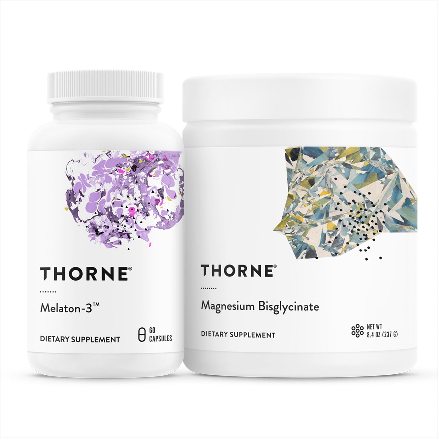 THORNE Sleep Support Duo Magnesium Bisglycinate Powder + Melaton-3, 2 Count