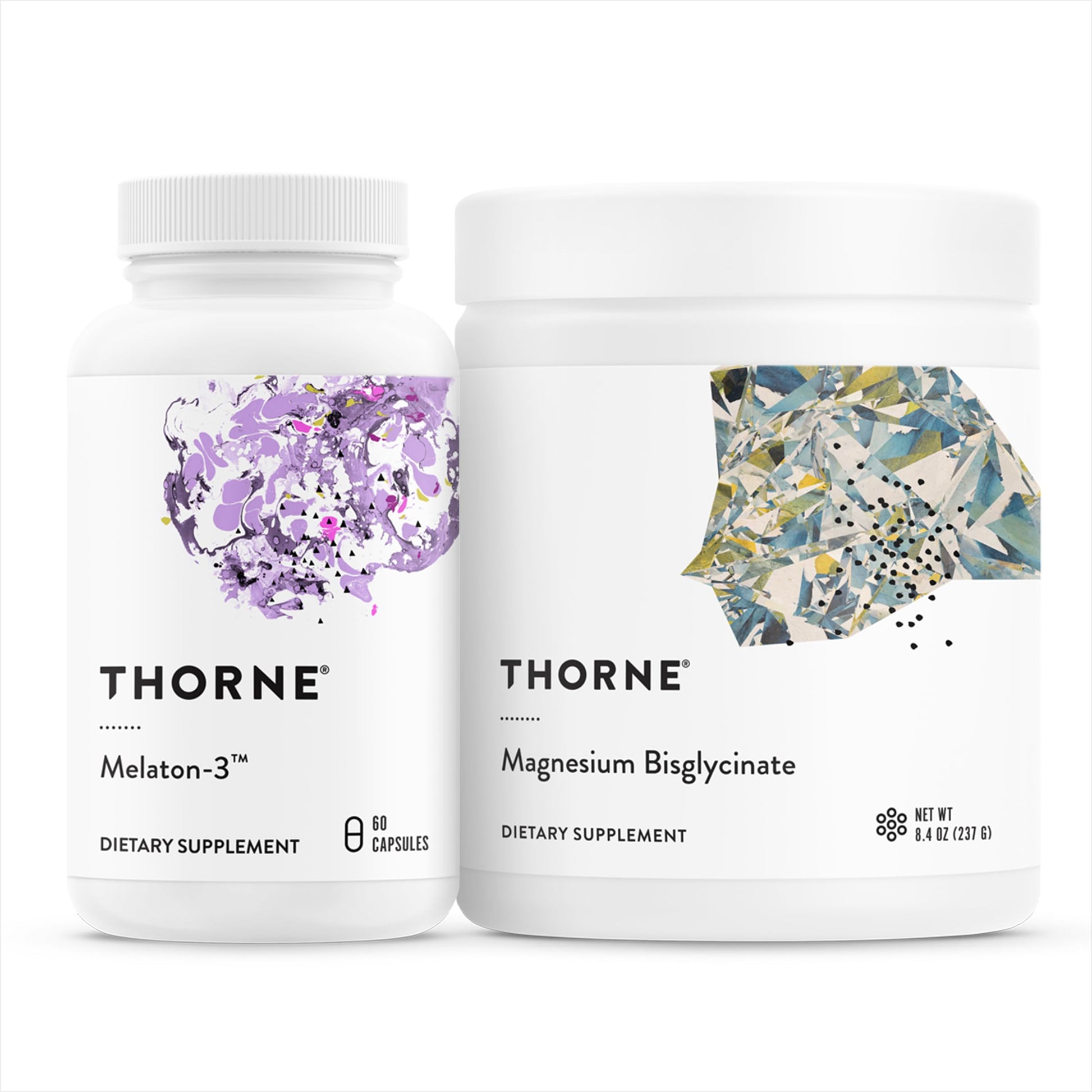 THORNE Sleep Support Duo Magnesium Bisglycinate Powder + Melaton-3, 2 Count