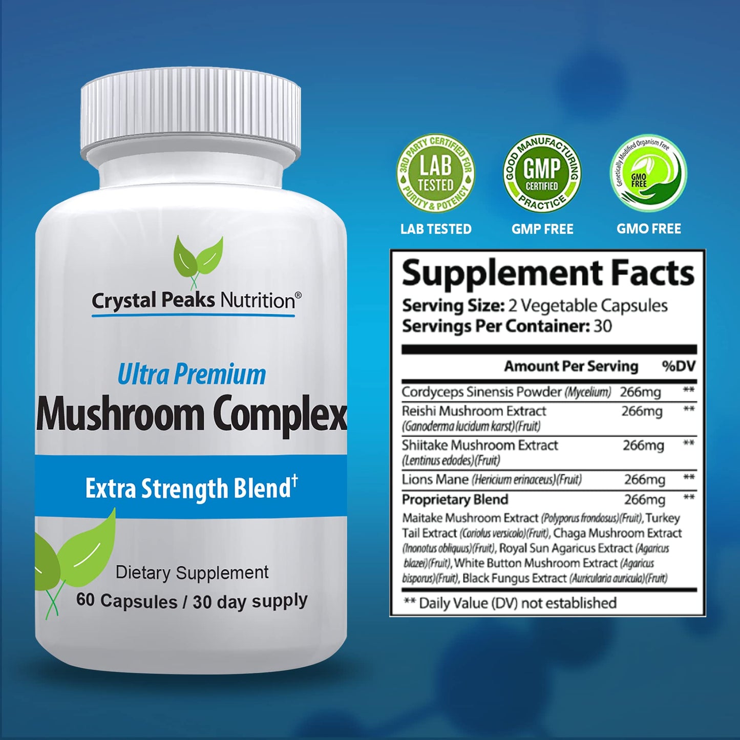 Crystal Peaks Nutrition Mushroom Superfood Master Blend Capsules, 60 Capsules
