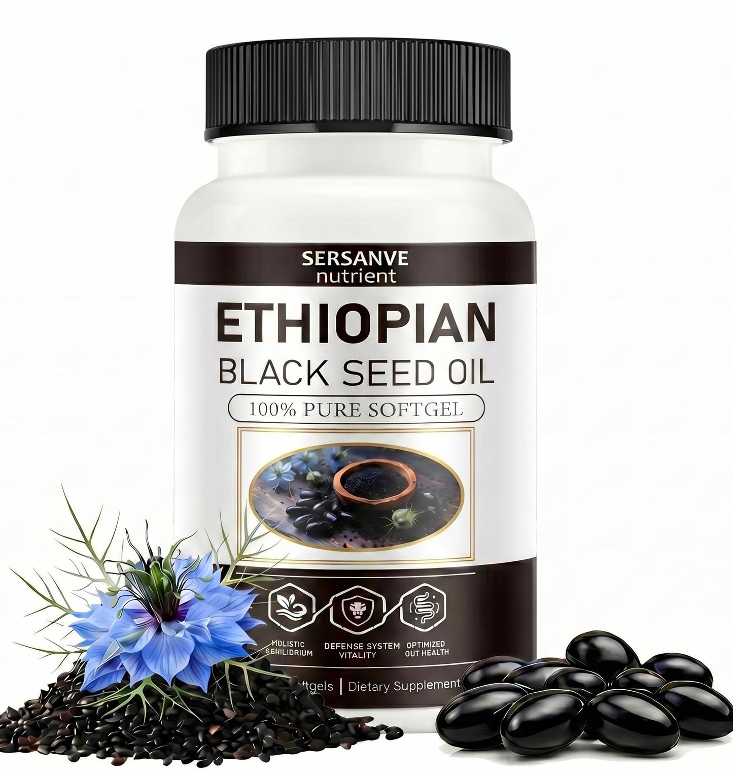 SERSANVE Ethiopian Black Seed Oil Softgels 60 Count