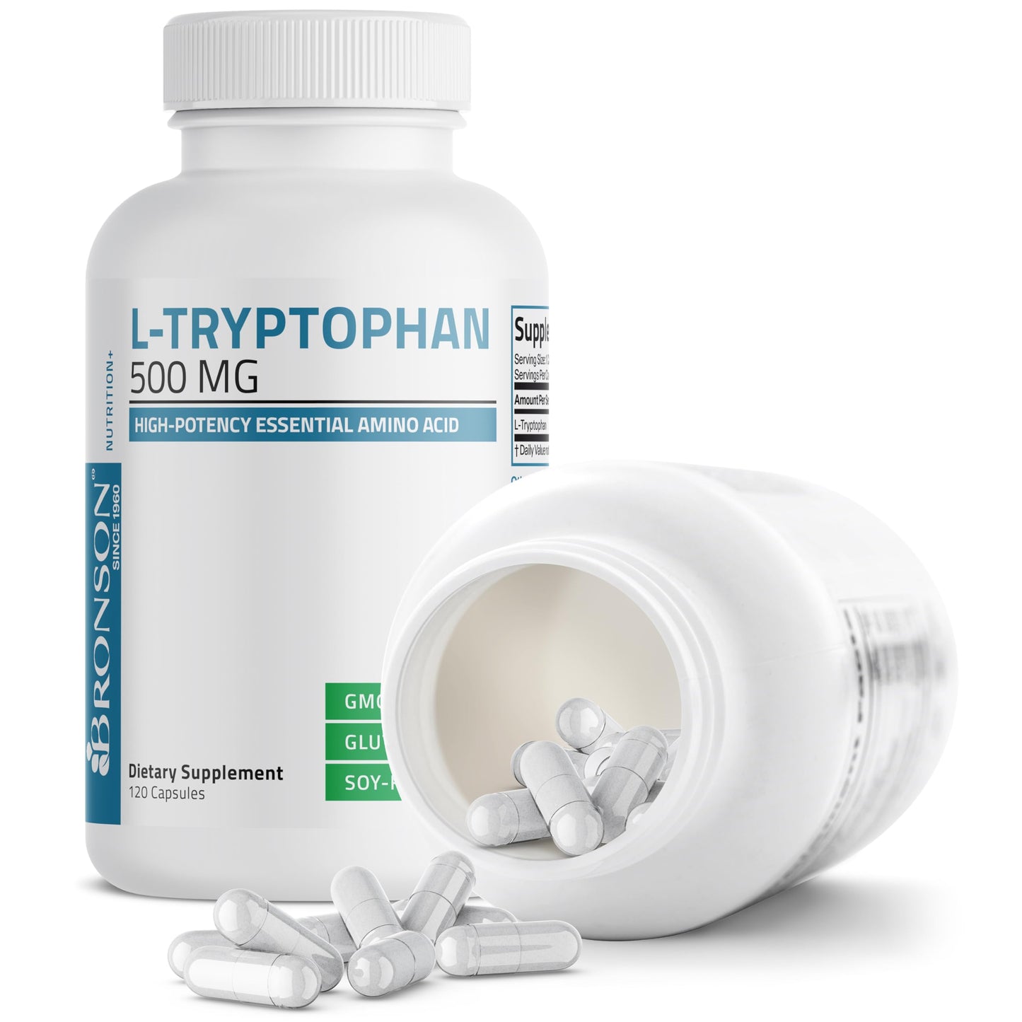 Bronson L-Tryptophan 500 mg High Potency Essential Amino Acid 120 Capsules
