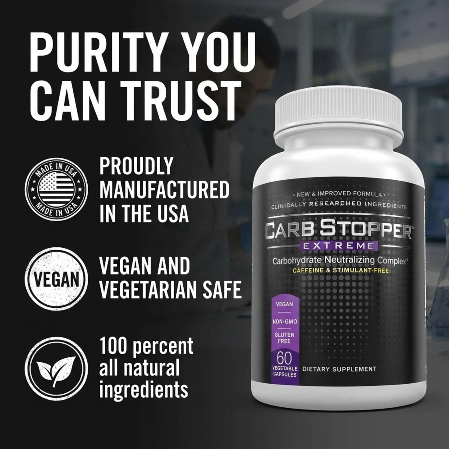 Carb Stopper Extreme White Kidney Bean Carb Blocker & Keto Cheat Pill Capsule, 60 Count