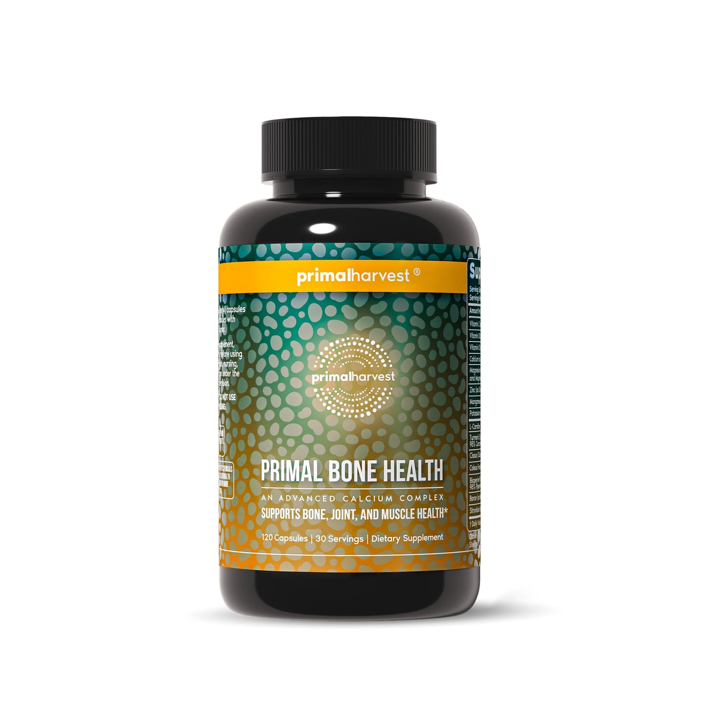 Primal Harvest Primal Bone Health Calcium Carbonate Bone Health Complex for Men & Women with Calcium, Magnesium, Zinc, Manganese, Potassium, & L-Carnitine Capsules, 120 Count