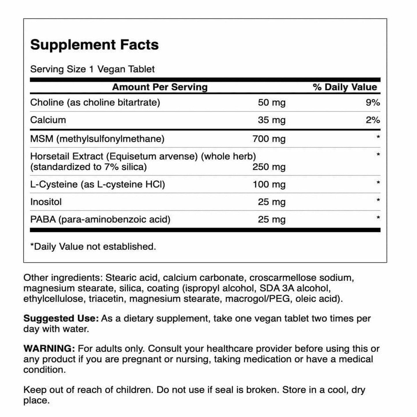 Swanson Hair, Skin & Nails Beauty Supplement Tablets 60 Count