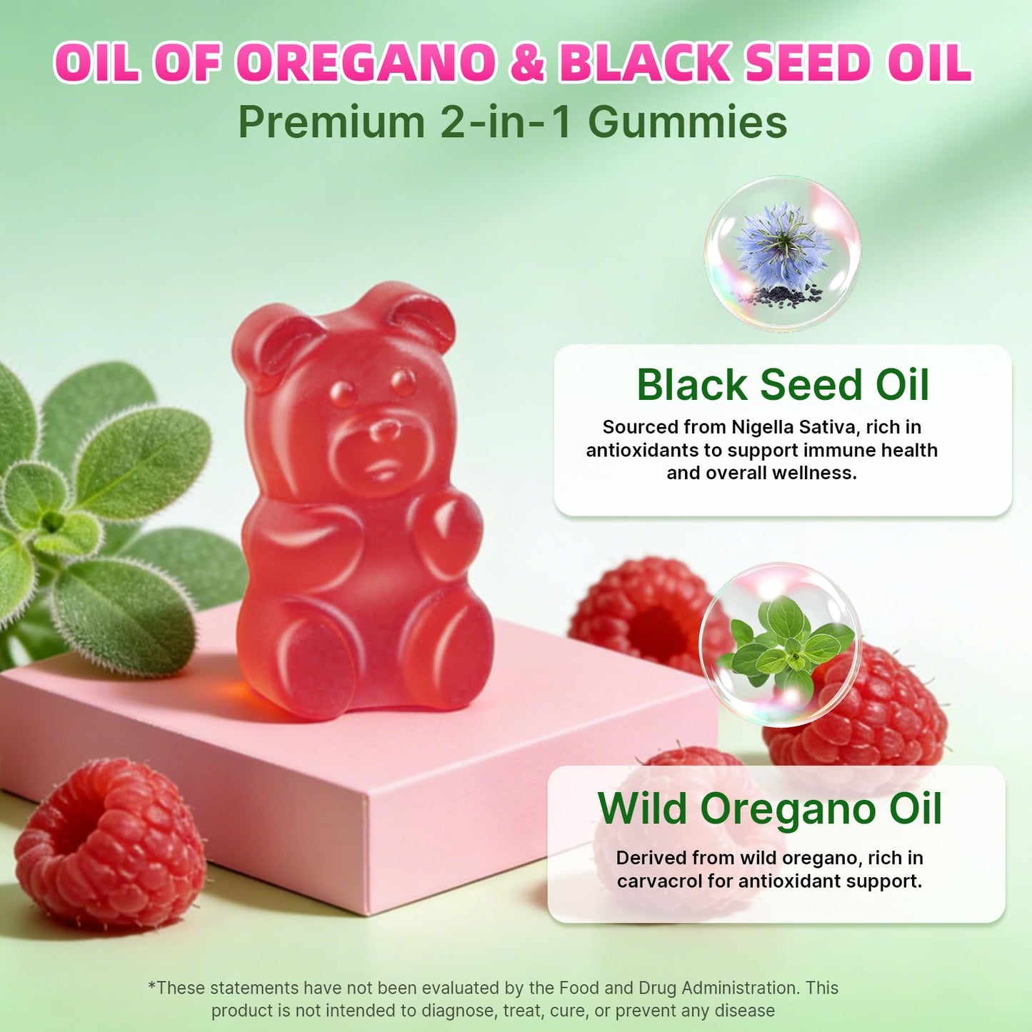Mchokuu Oil of Oregano with Black Seed Oil Gummies, 60 Count