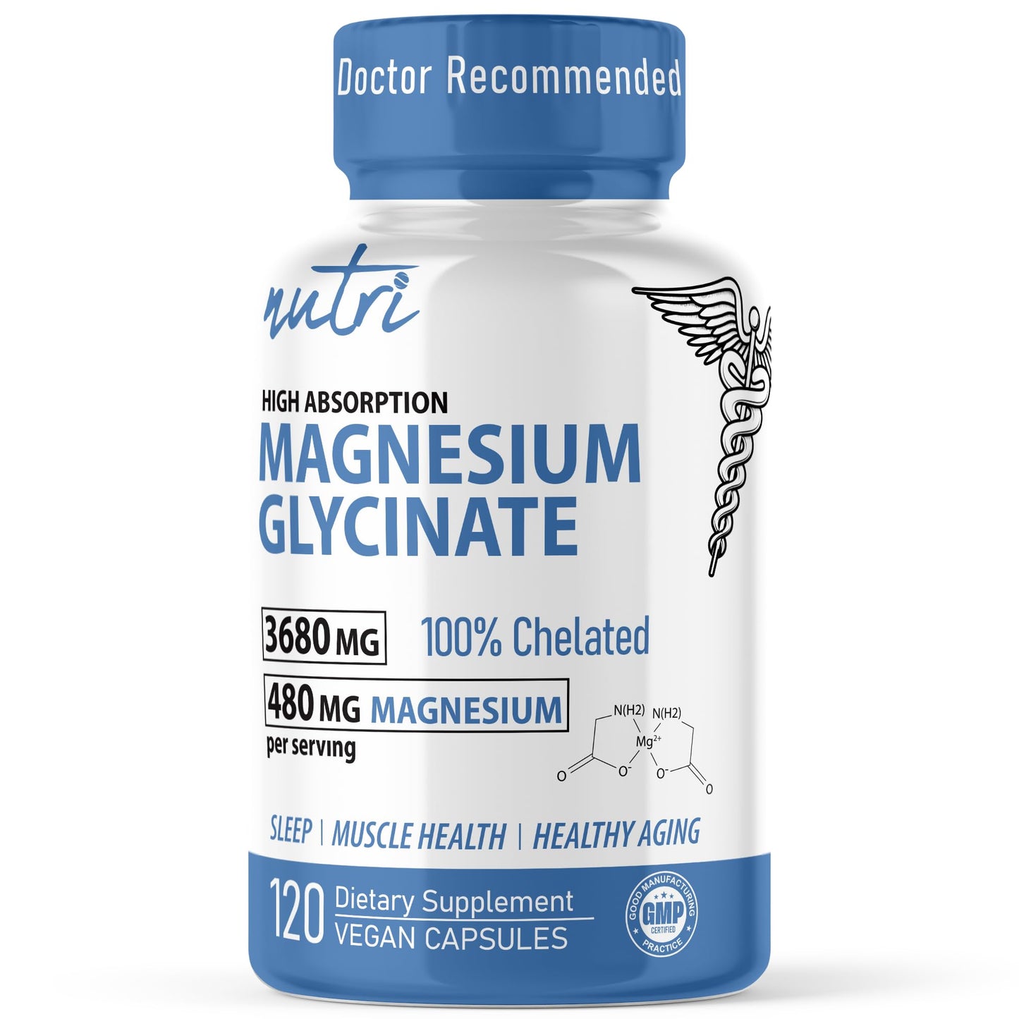 Nature's Fusions Nutri Pure Magnesium Glycinate 3680mg, 120 Capsules