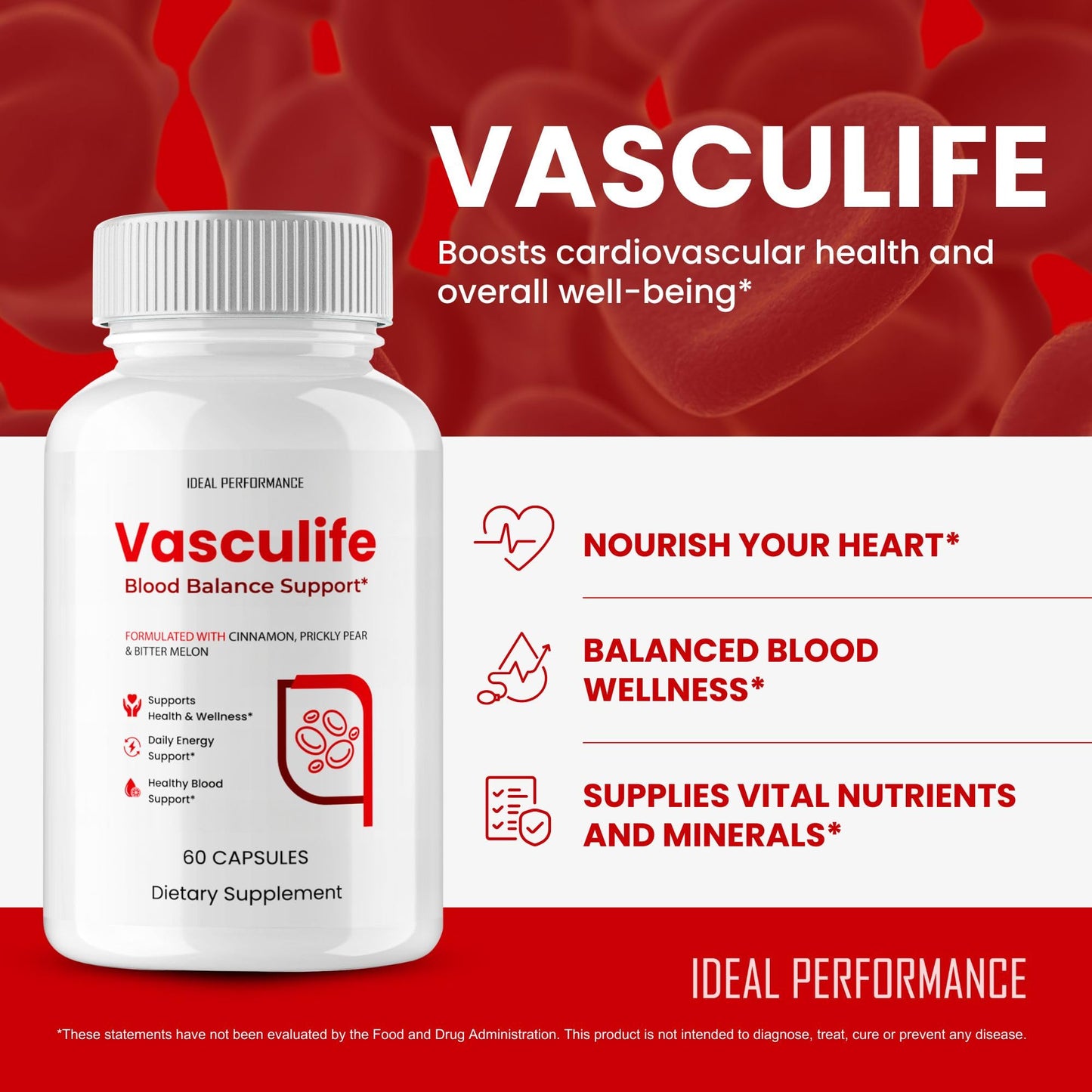 IDEAL PERFORMANCE Vasculife Blood Balance Support Capsules, 180 Capsules