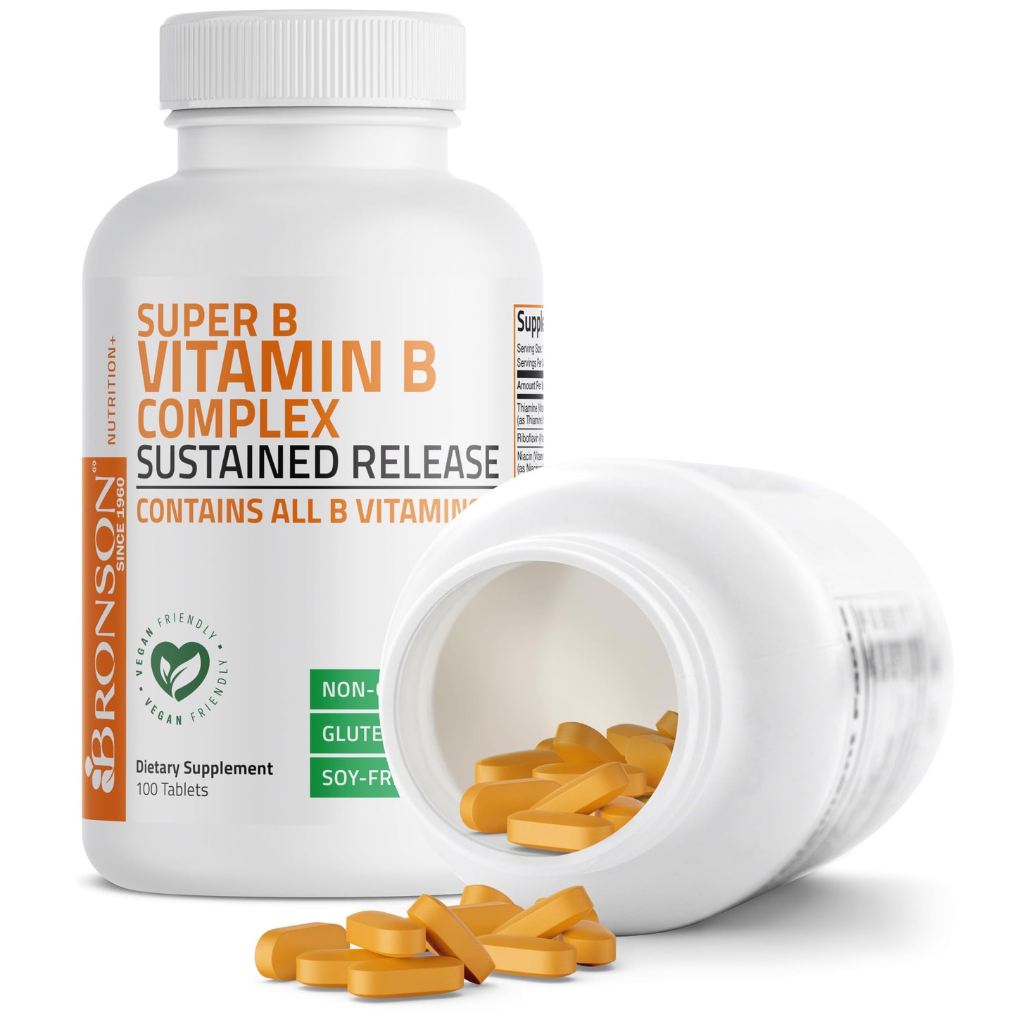 Bronson Super B Vitamin B Complex Sustained Slow Release, 100 Tablets