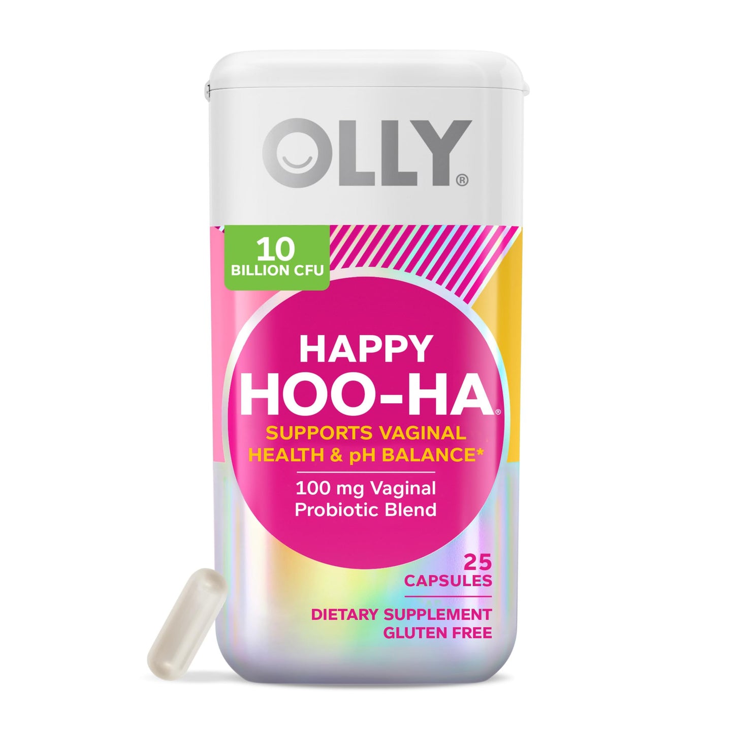 OLLY Happy Hoo-Ha Probiotic for Women Vaginal Health Capsules, 25 Count & Metabolism Gummy Rings for Energy, 30 Count